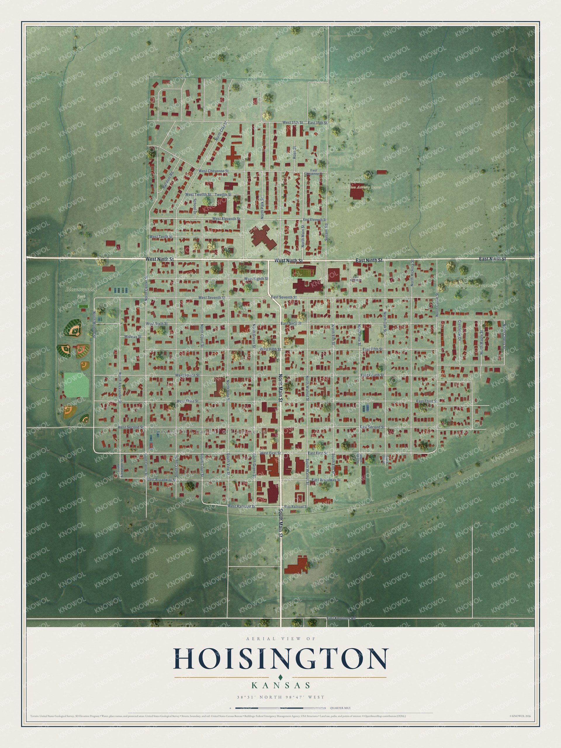 Watermarked full-map preview of Hoisington, Kansas