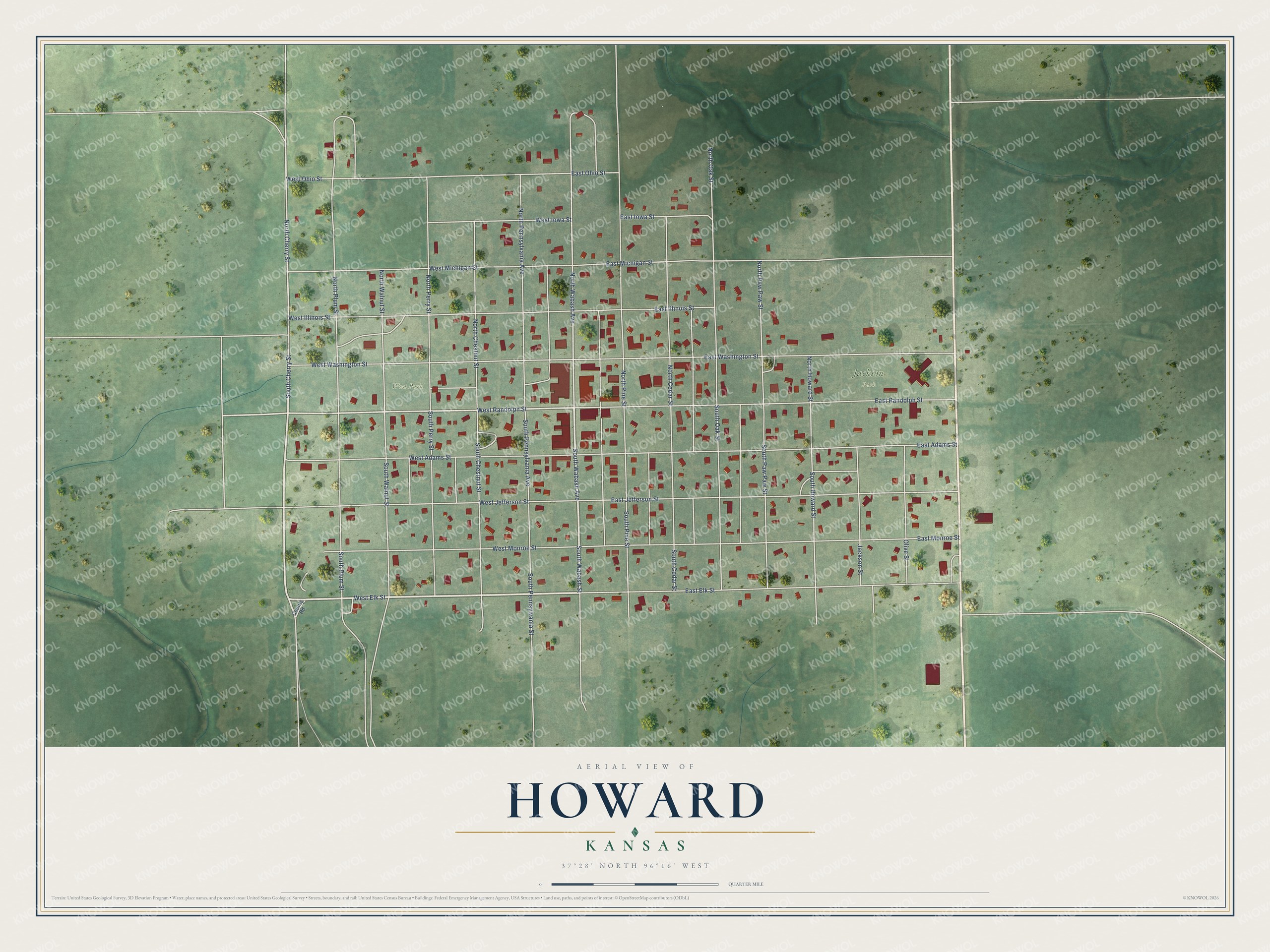 Watermarked full-map preview of Howard, Kansas