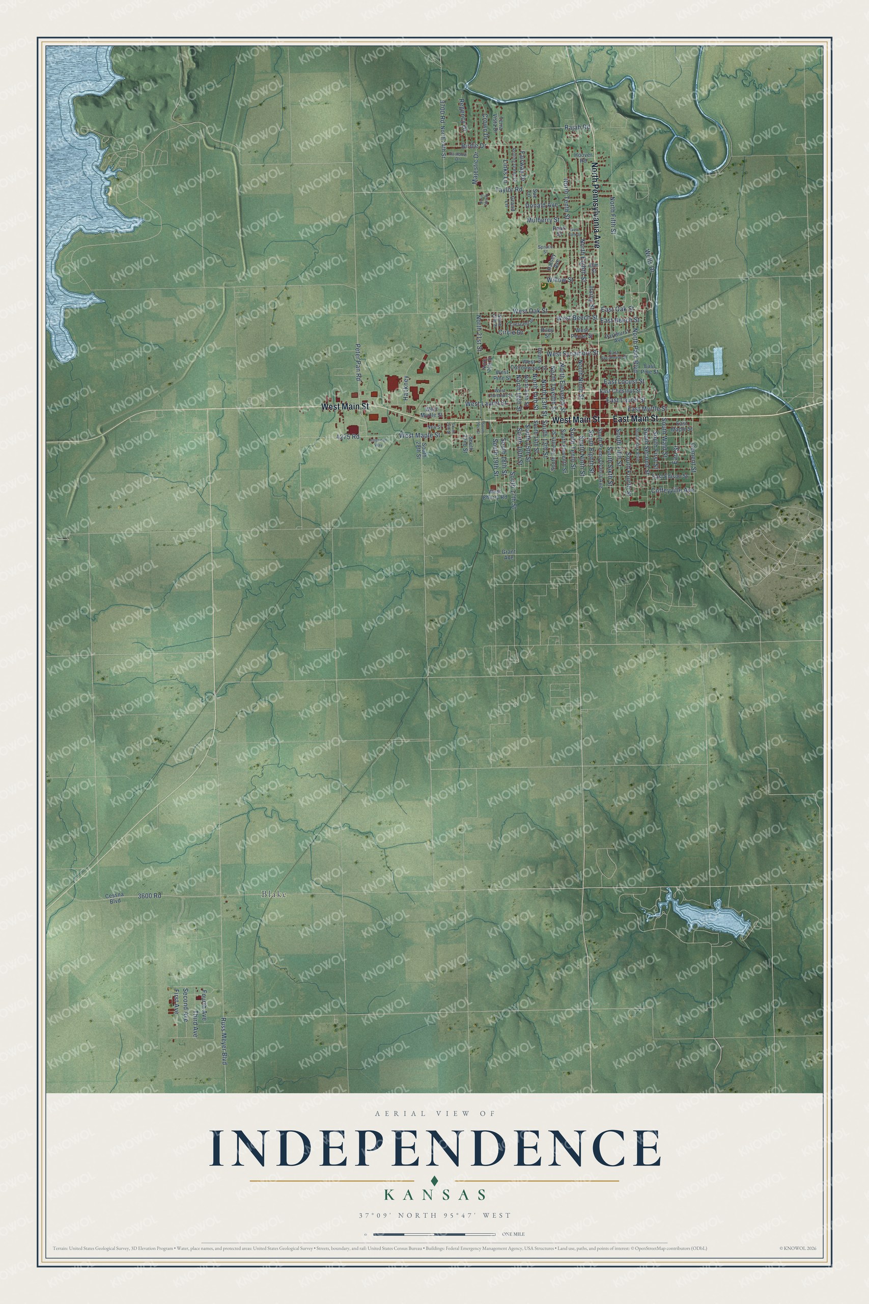 Watermarked full-map preview of Independence, Kansas