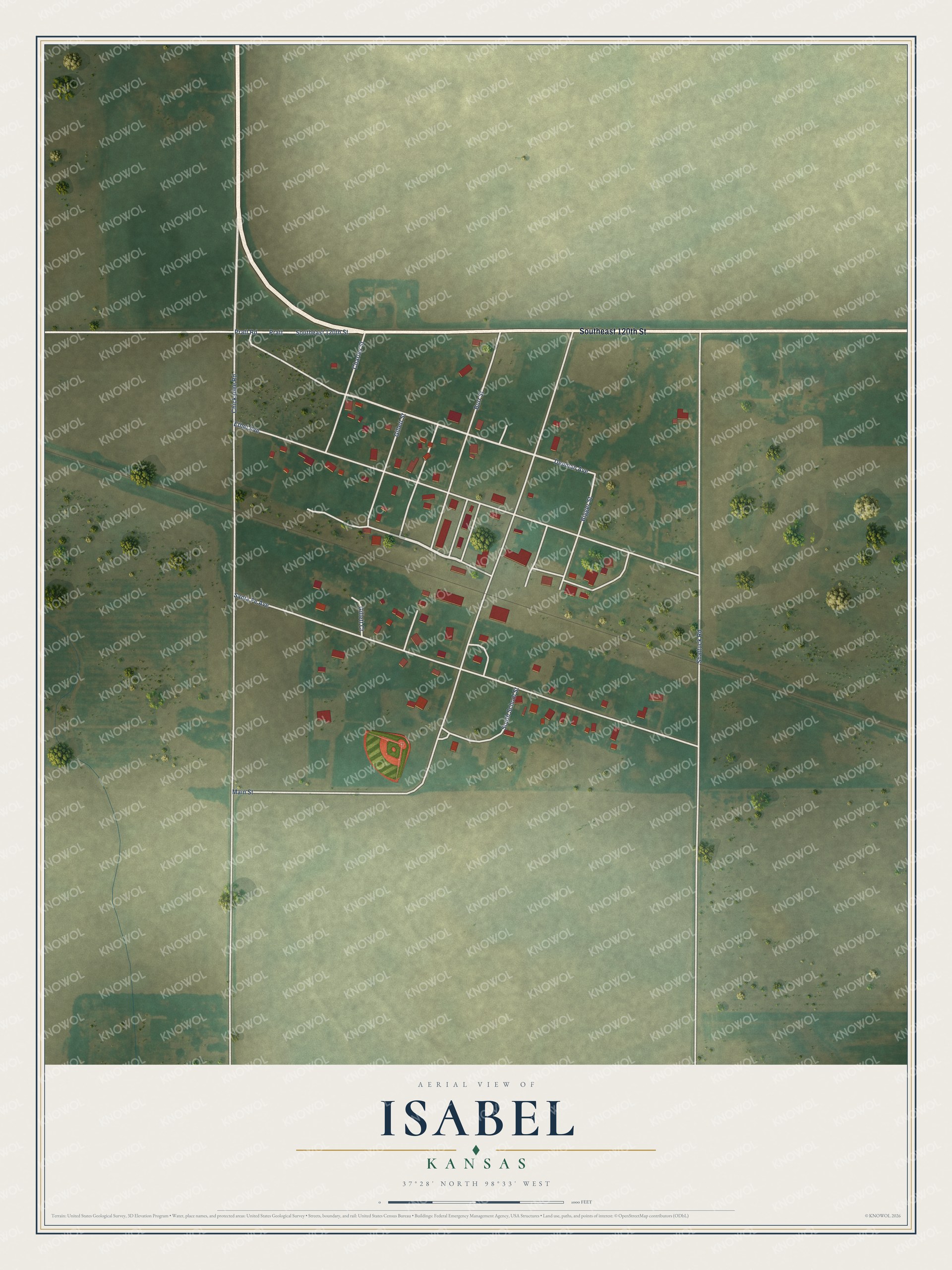 Watermarked full-map preview of Isabel, Kansas