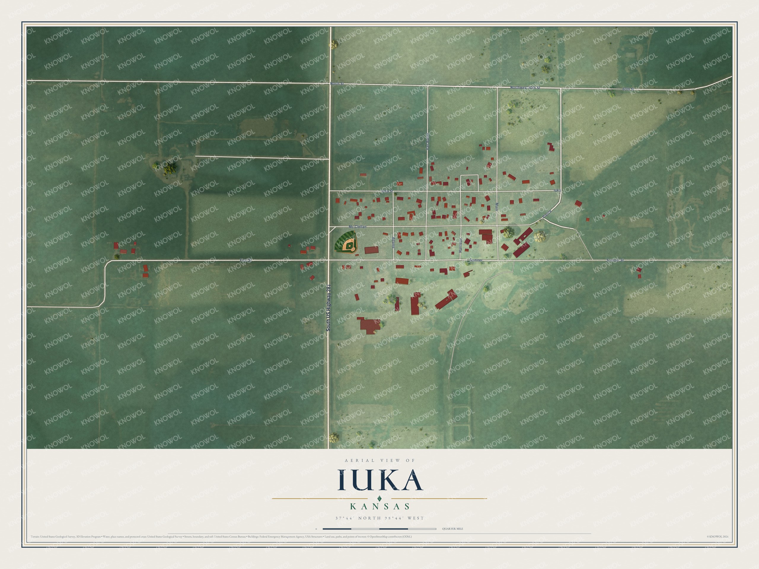 Watermarked full-map preview of Iuka, Kansas