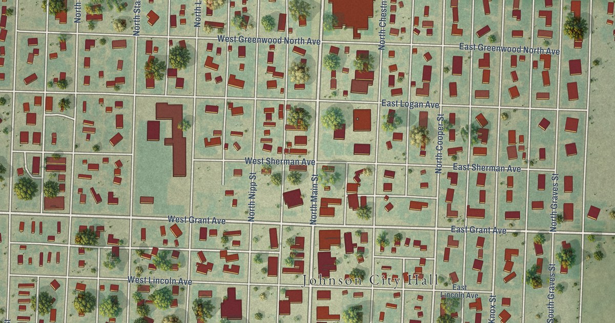 Map of Johnson City, Kansas in 2026