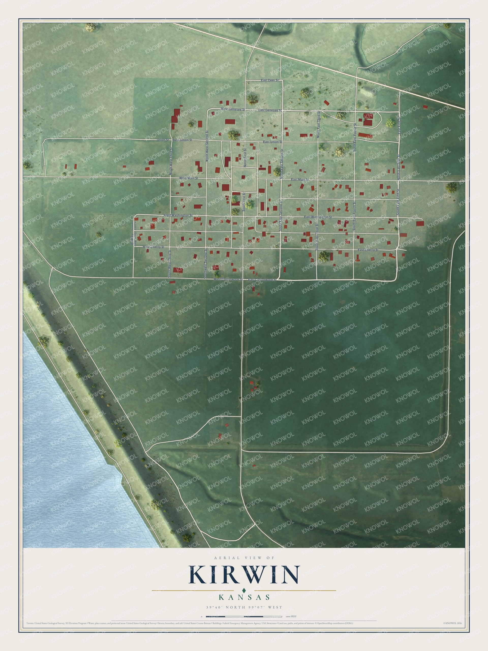 Watermarked full-map preview of Kirwin, Kansas