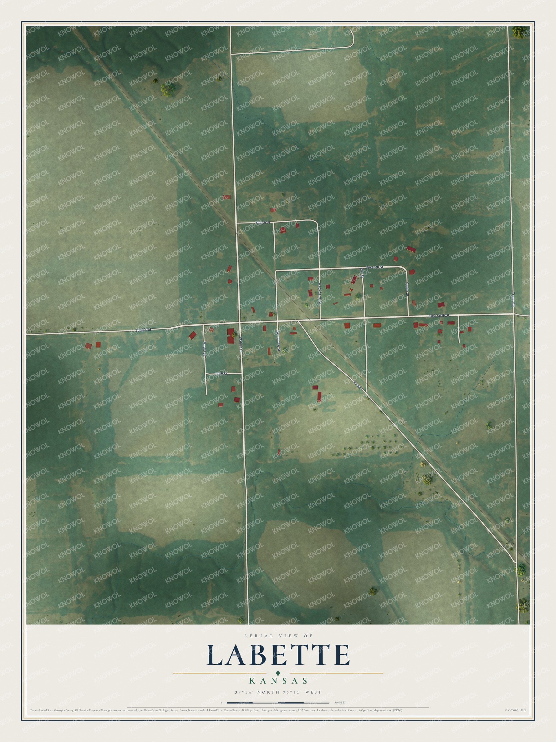 Watermarked full-map preview of Labette, Kansas