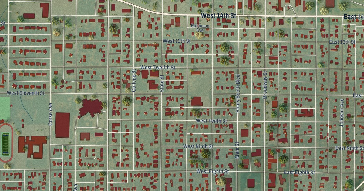Map of Larned, Kansas in 2026