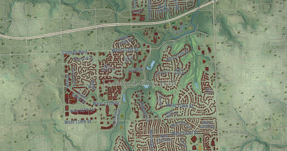 Map of Leawood, Kansas in 2026