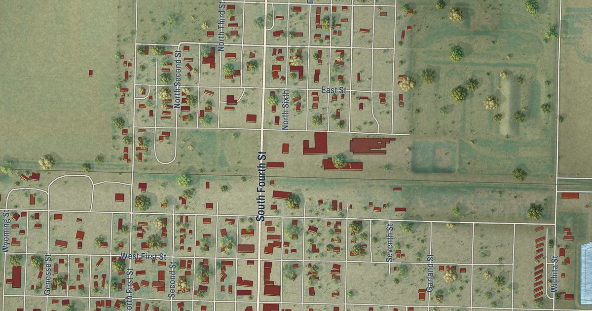 Map of Leoti, Kansas in 2026