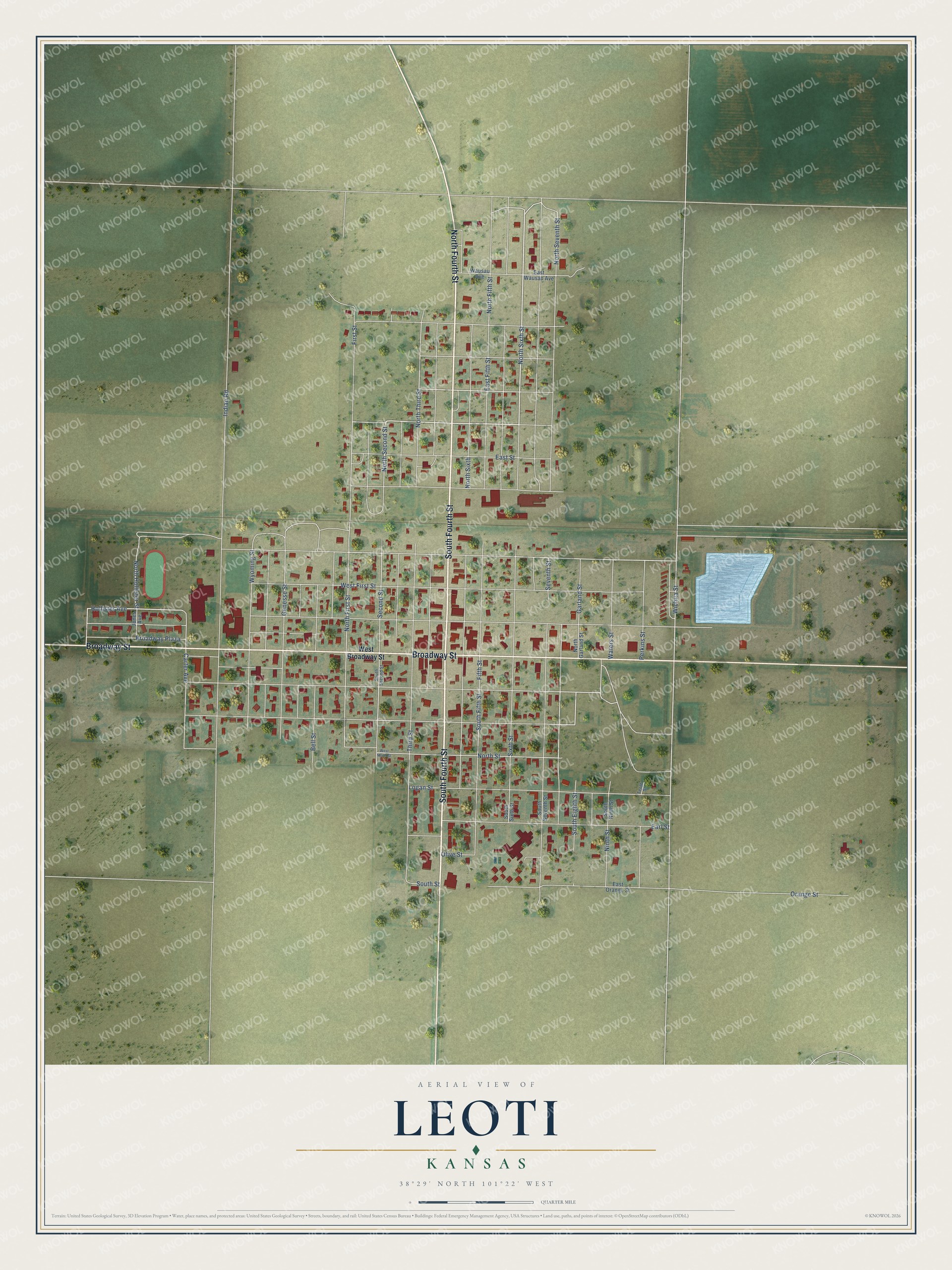Watermarked full-map preview of Leoti, Kansas