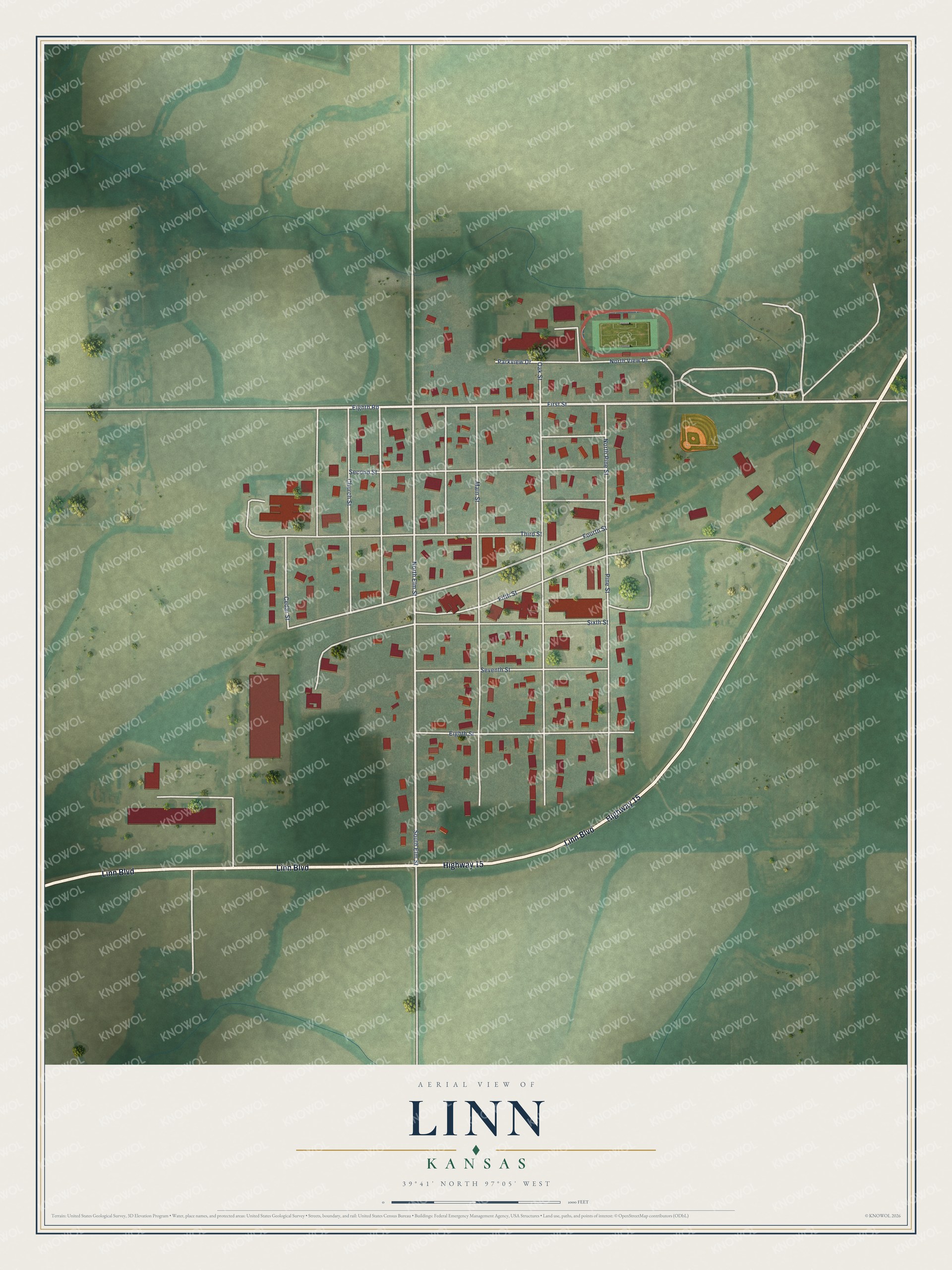 Watermarked full-map preview of Linn, Kansas