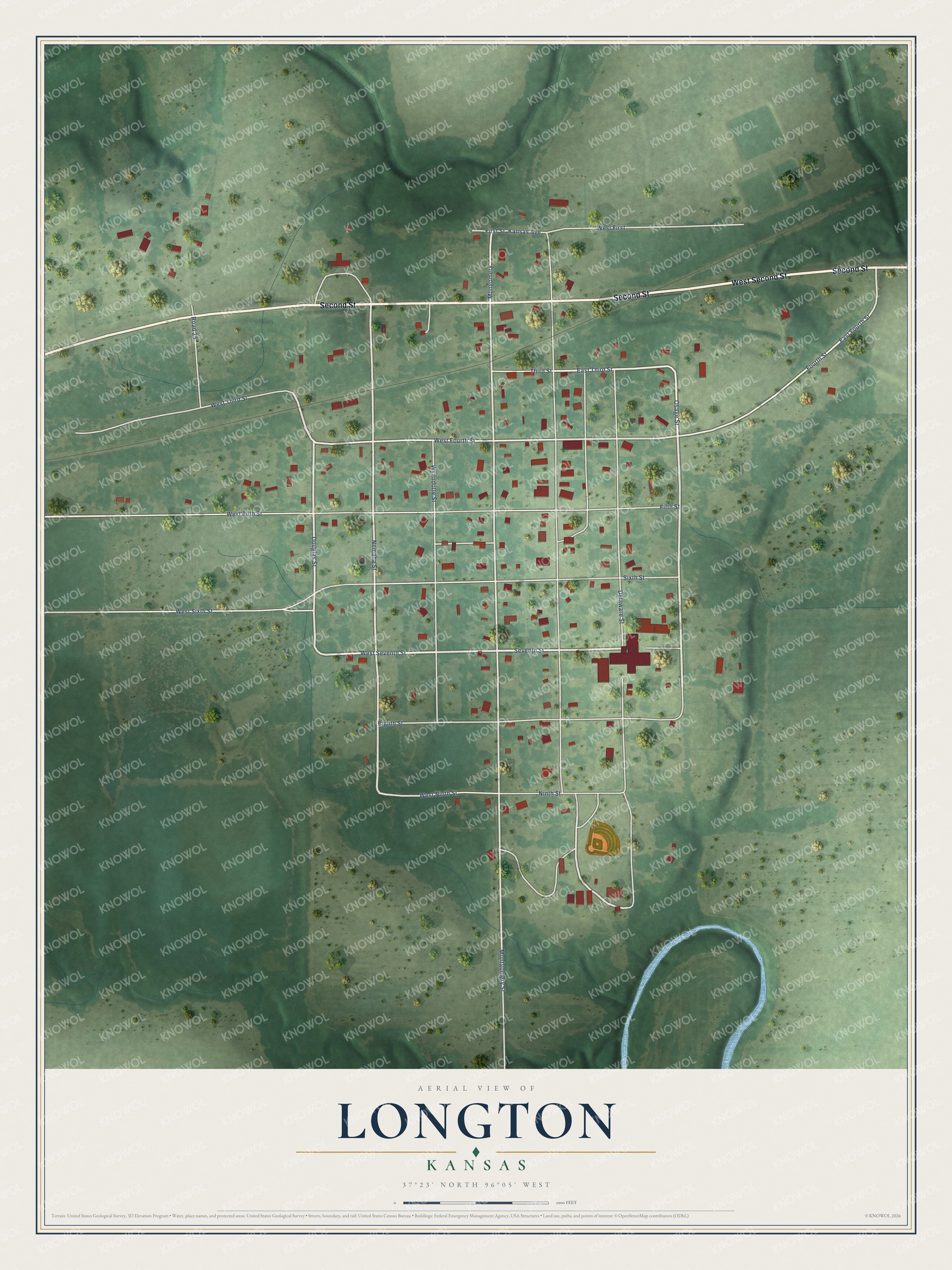 Watermarked full-map preview of Longton, Kansas