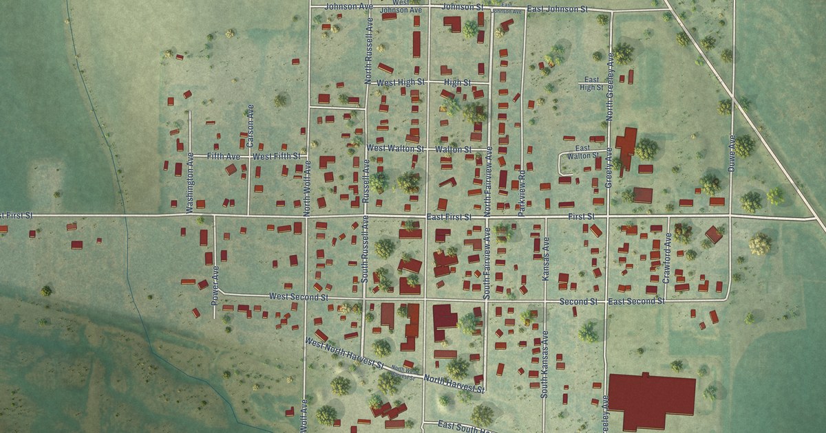 Map of Lucas, Kansas in 2026