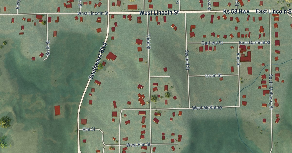 Map of Madison, Kansas in 2026