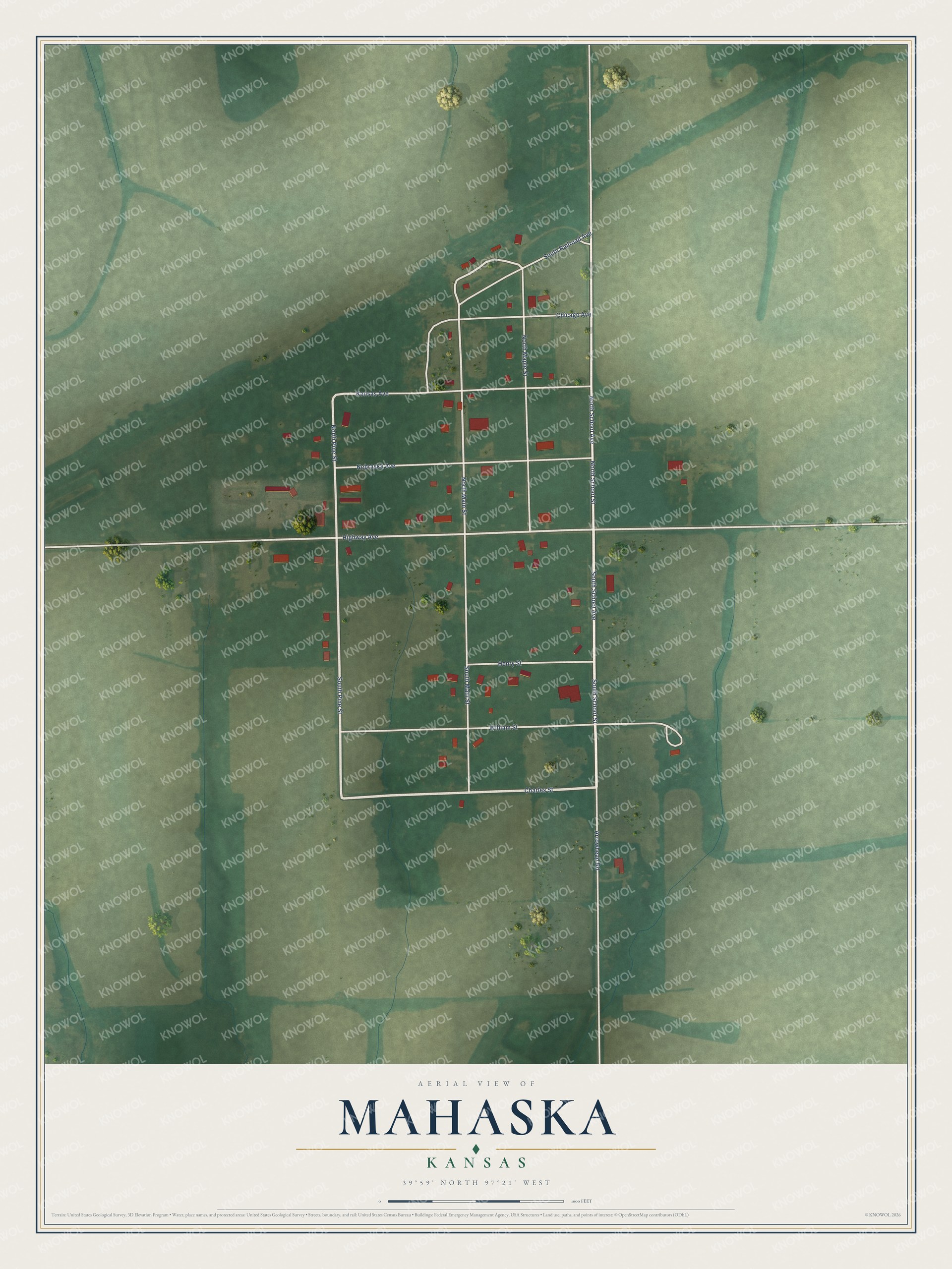Watermarked full-map preview of Mahaska, Kansas