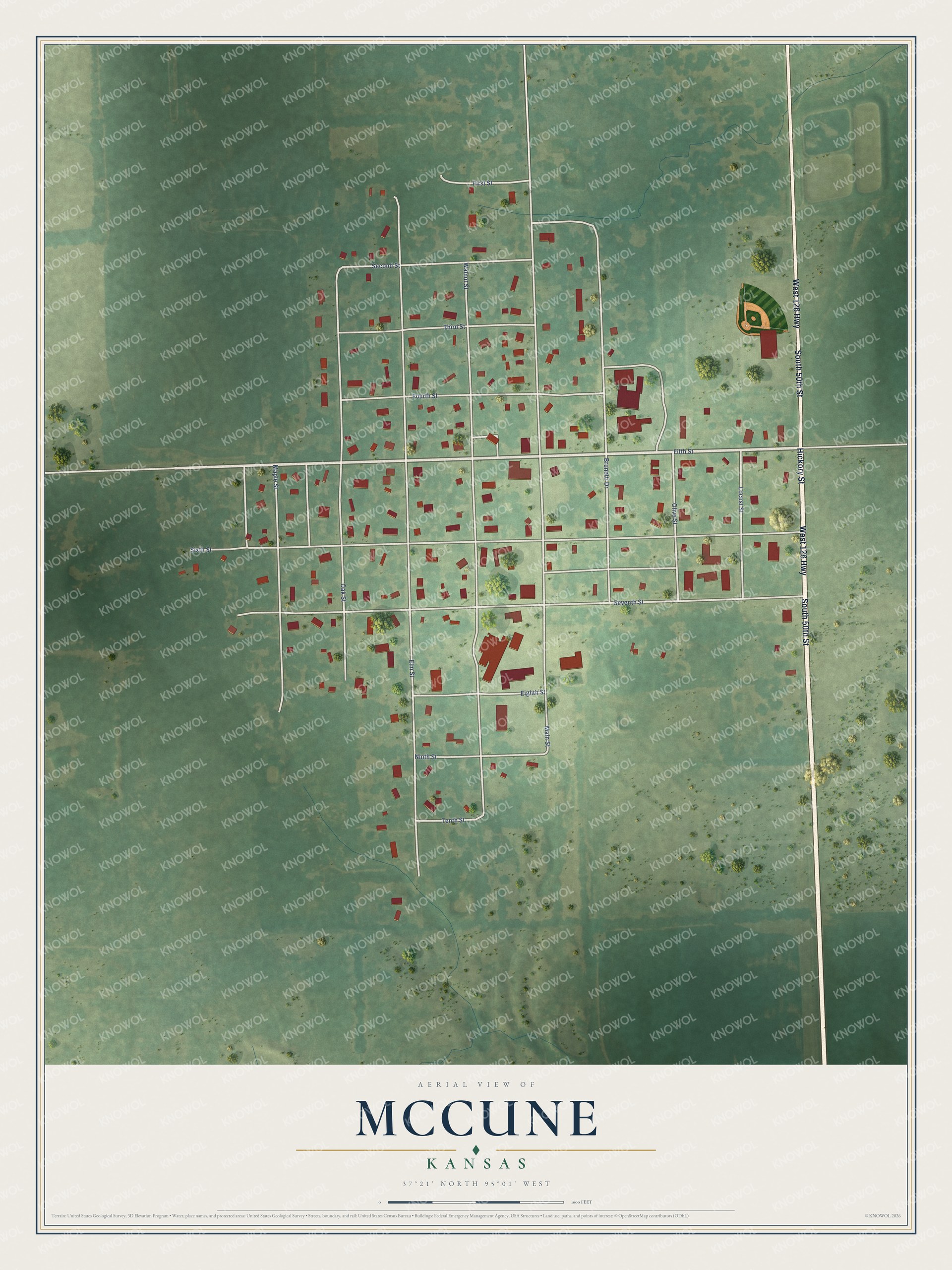 Watermarked full-map preview of McCune, Kansas