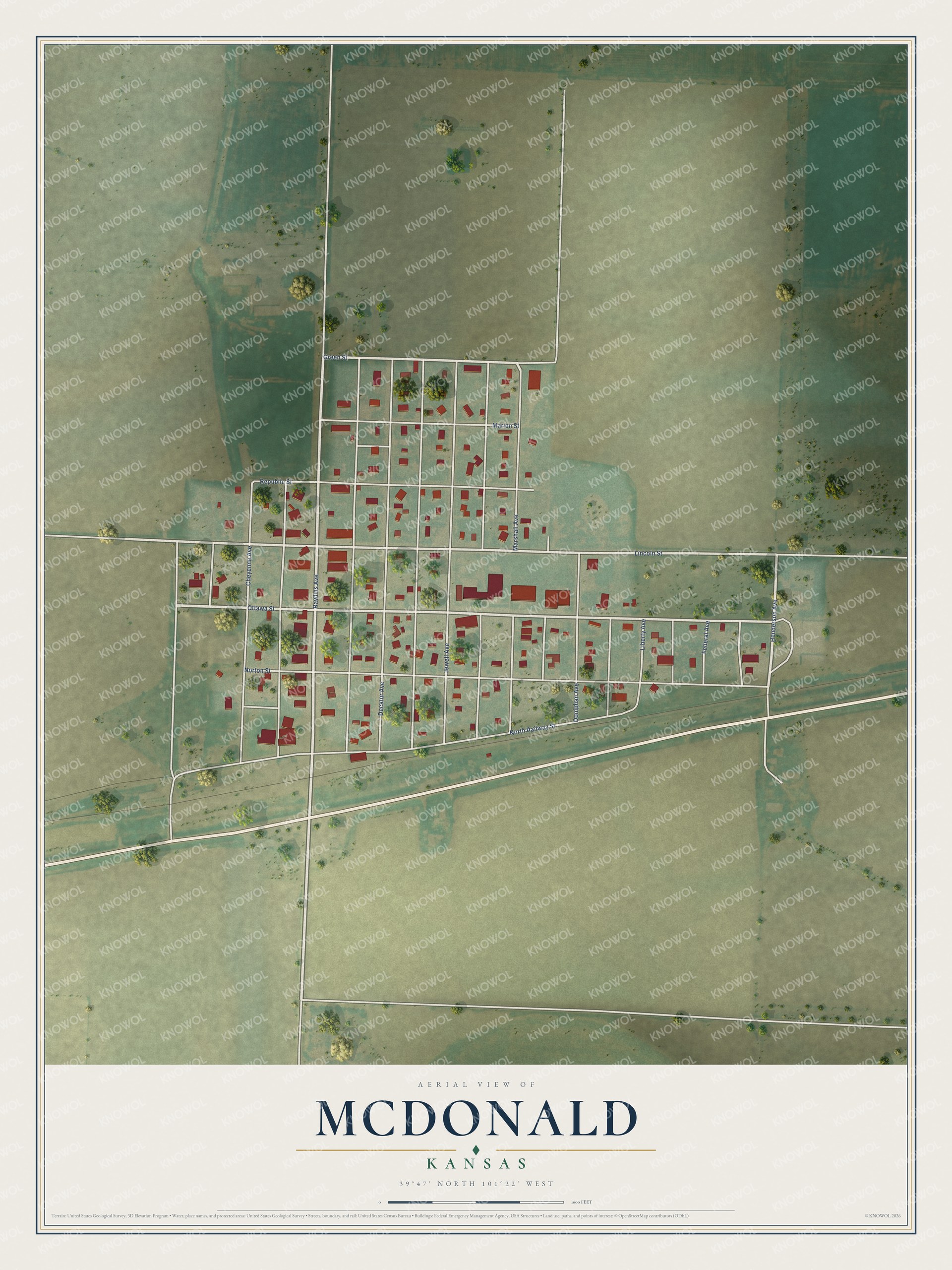 Watermarked full-map preview of McDonald, Kansas