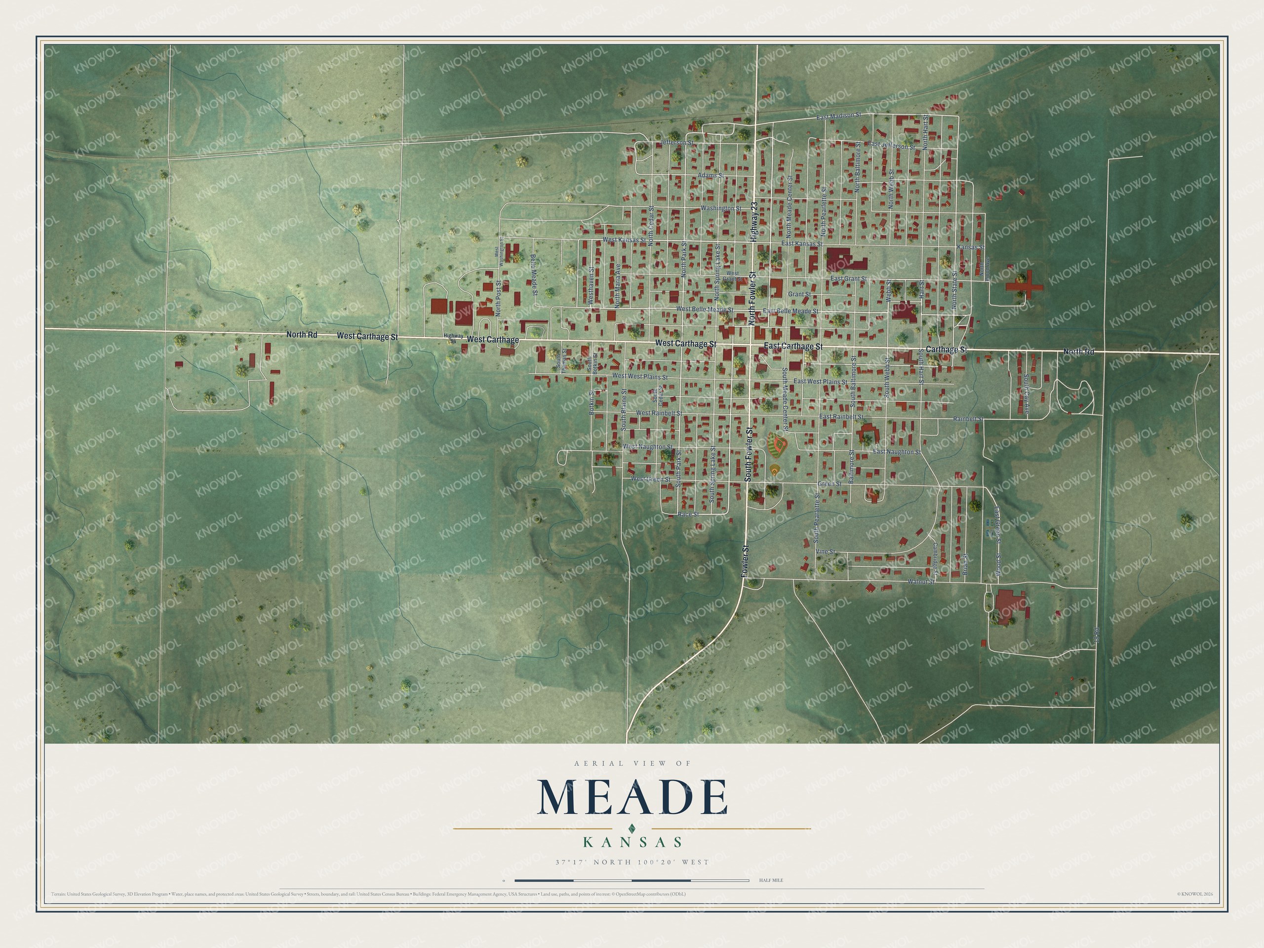 Watermarked full-map preview of Meade, Kansas