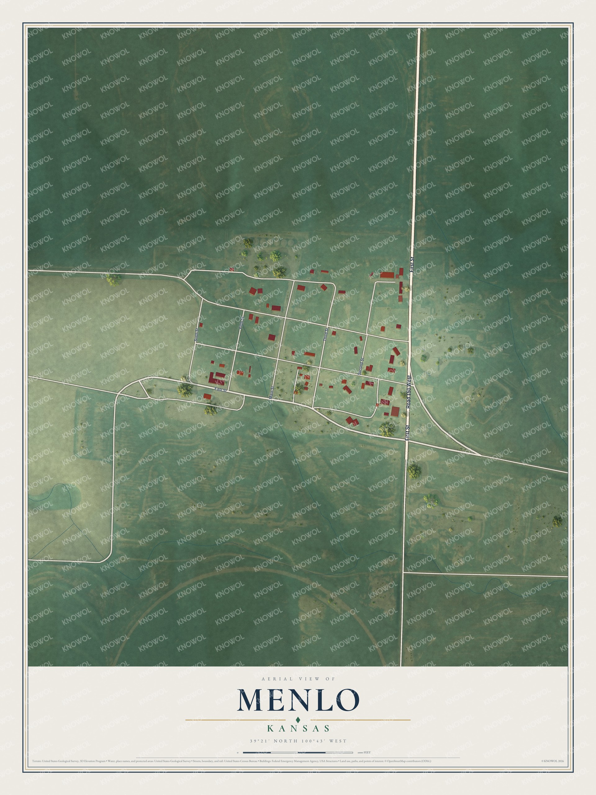 Watermarked full-map preview of Menlo, Kansas