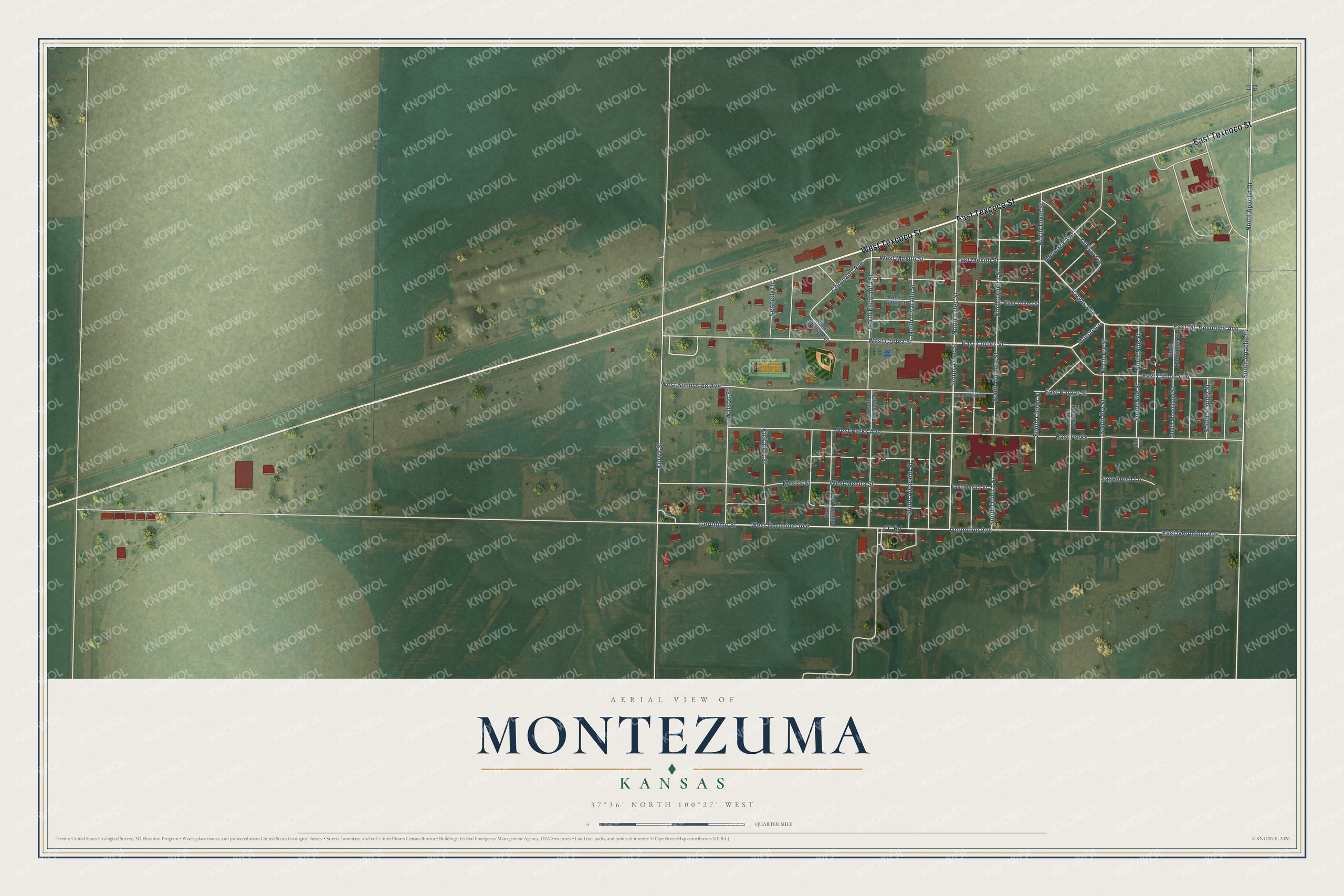 Watermarked full-map preview of Montezuma, Kansas