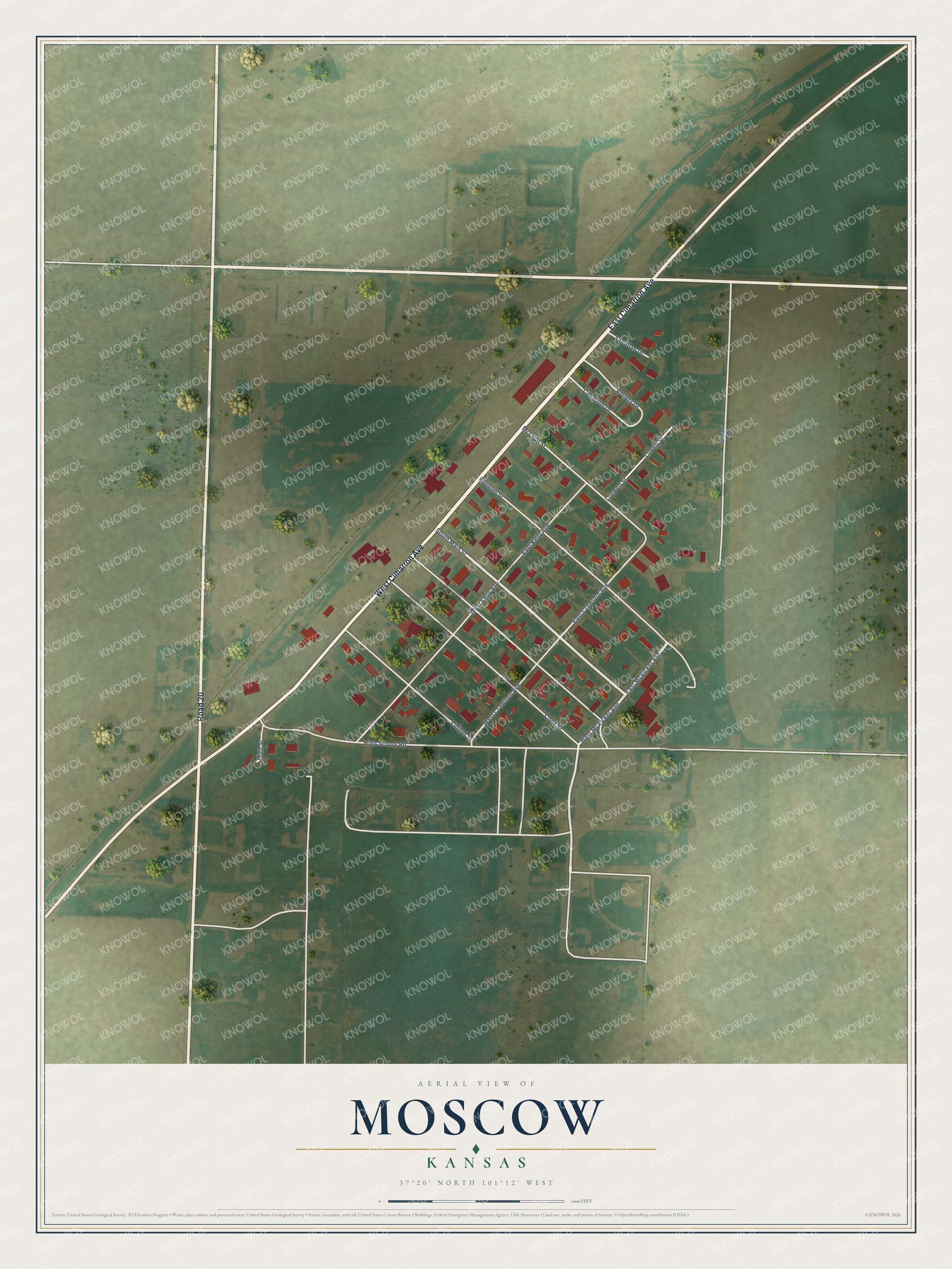 Watermarked full-map preview of Moscow, Kansas