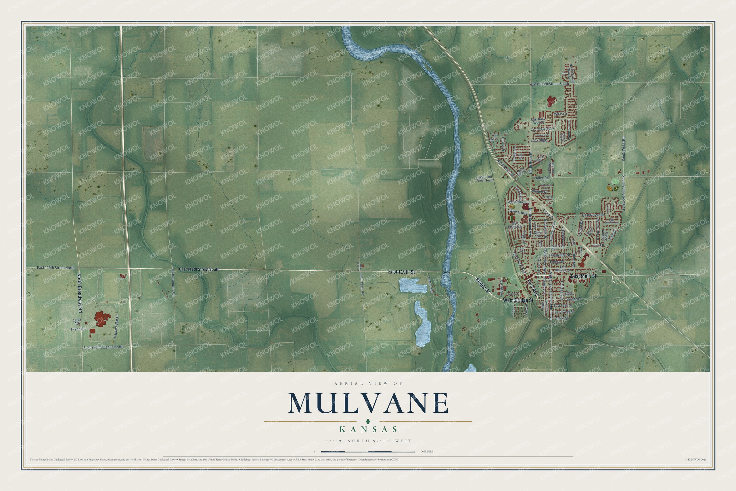 Watermarked full-map preview of Mulvane, Kansas
