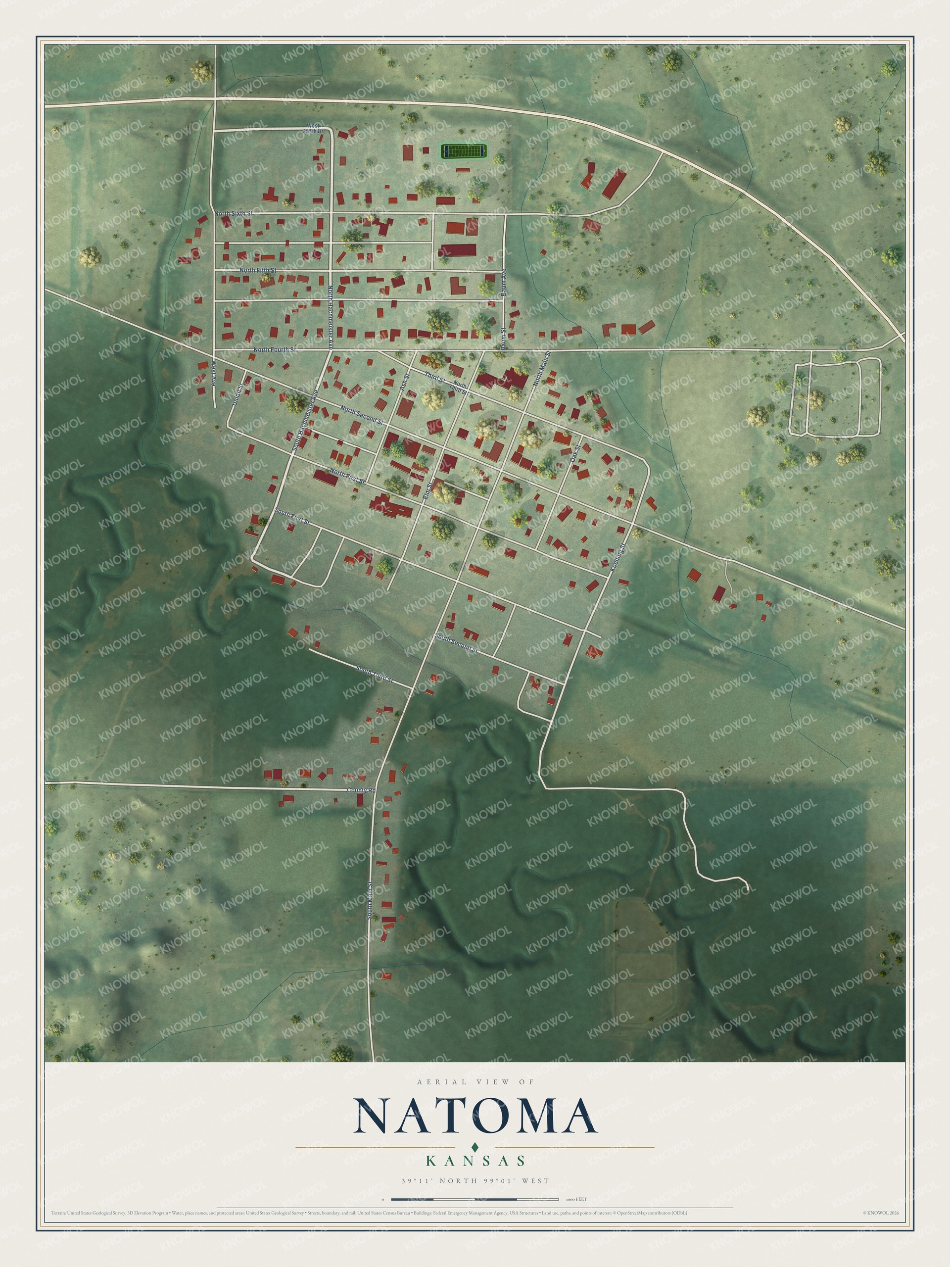 Watermarked full-map preview of Natoma, Kansas