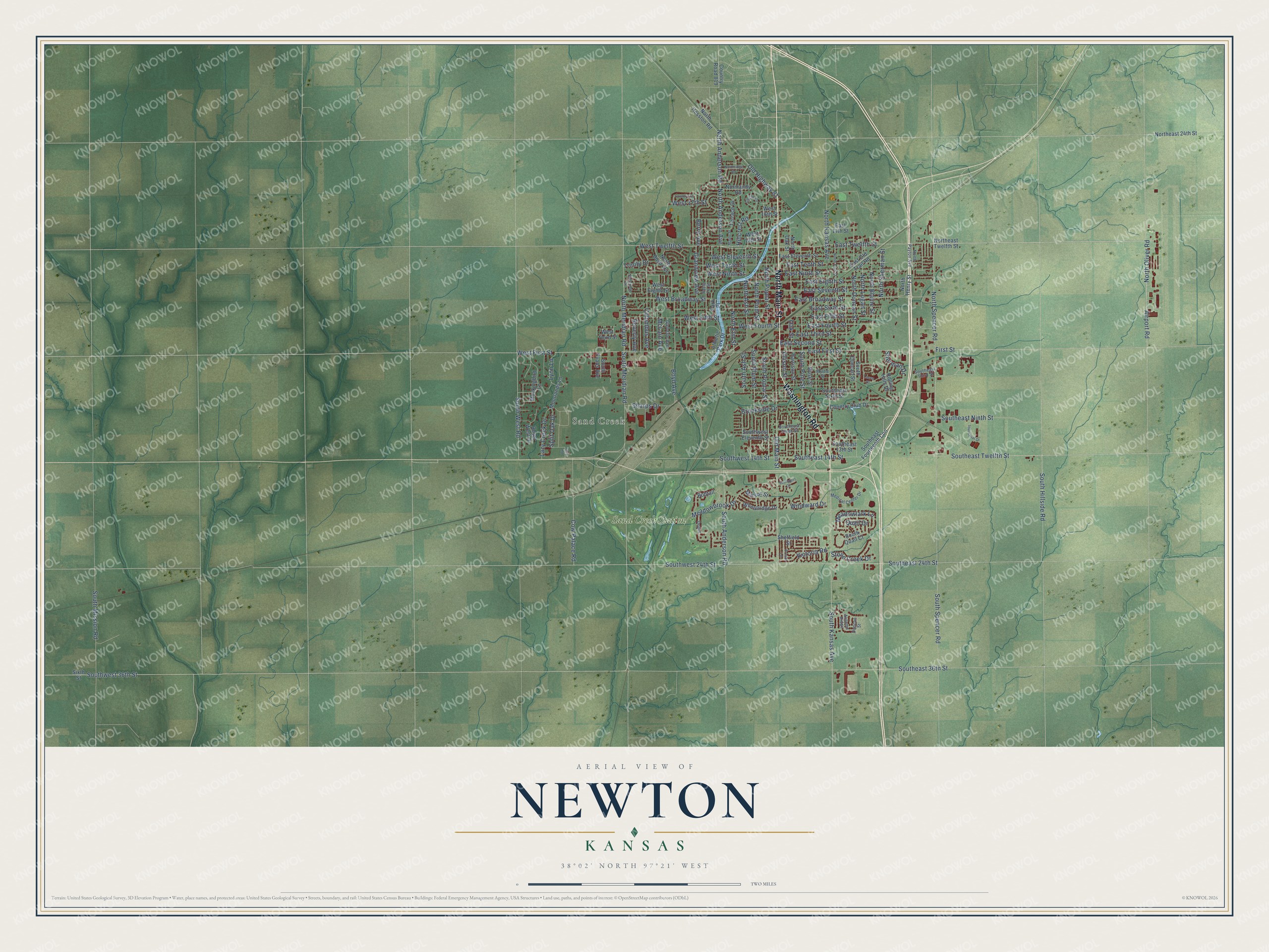 Watermarked full-map preview of Newton, Kansas