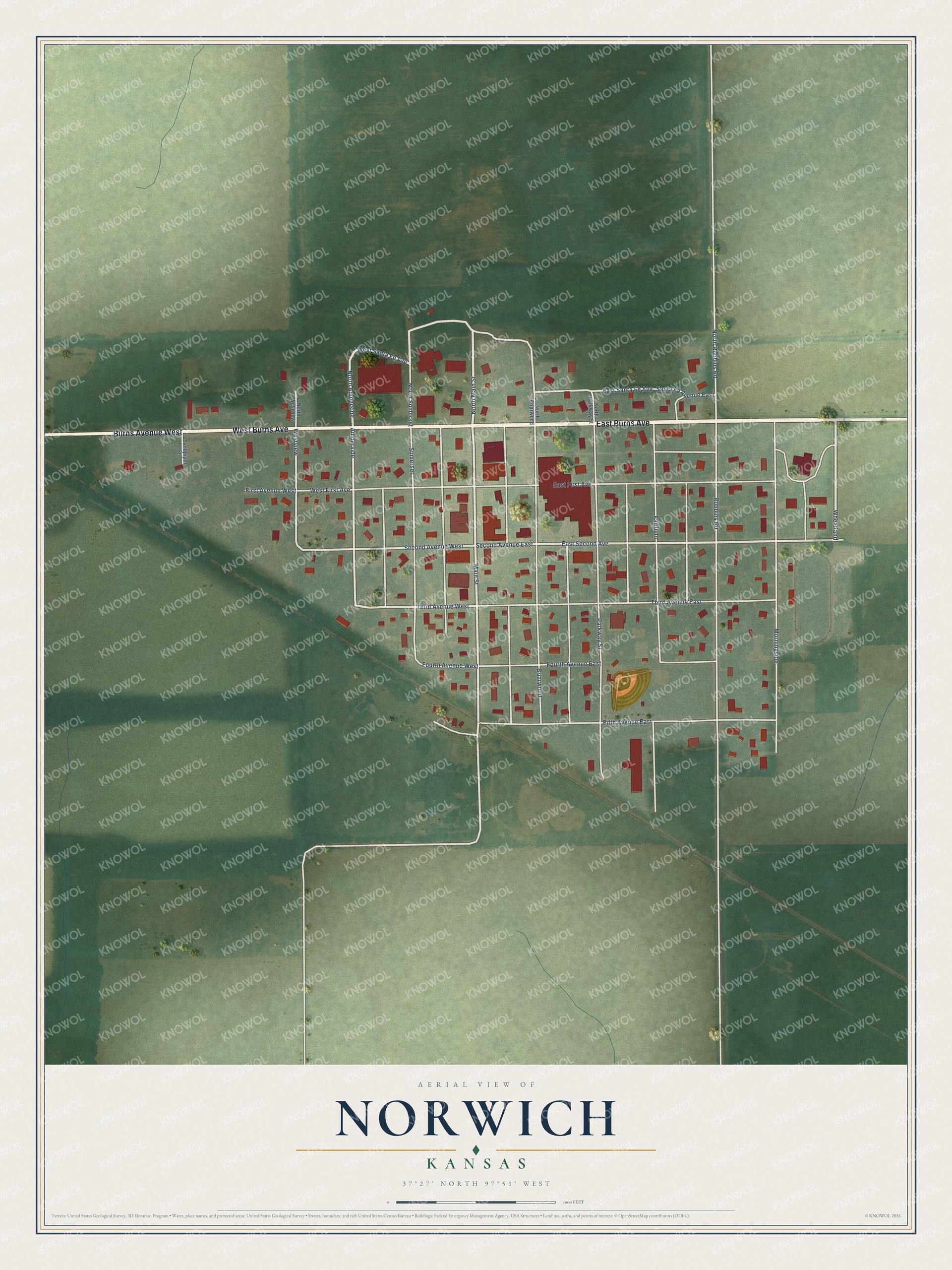 Watermarked full-map preview of Norwich, Kansas