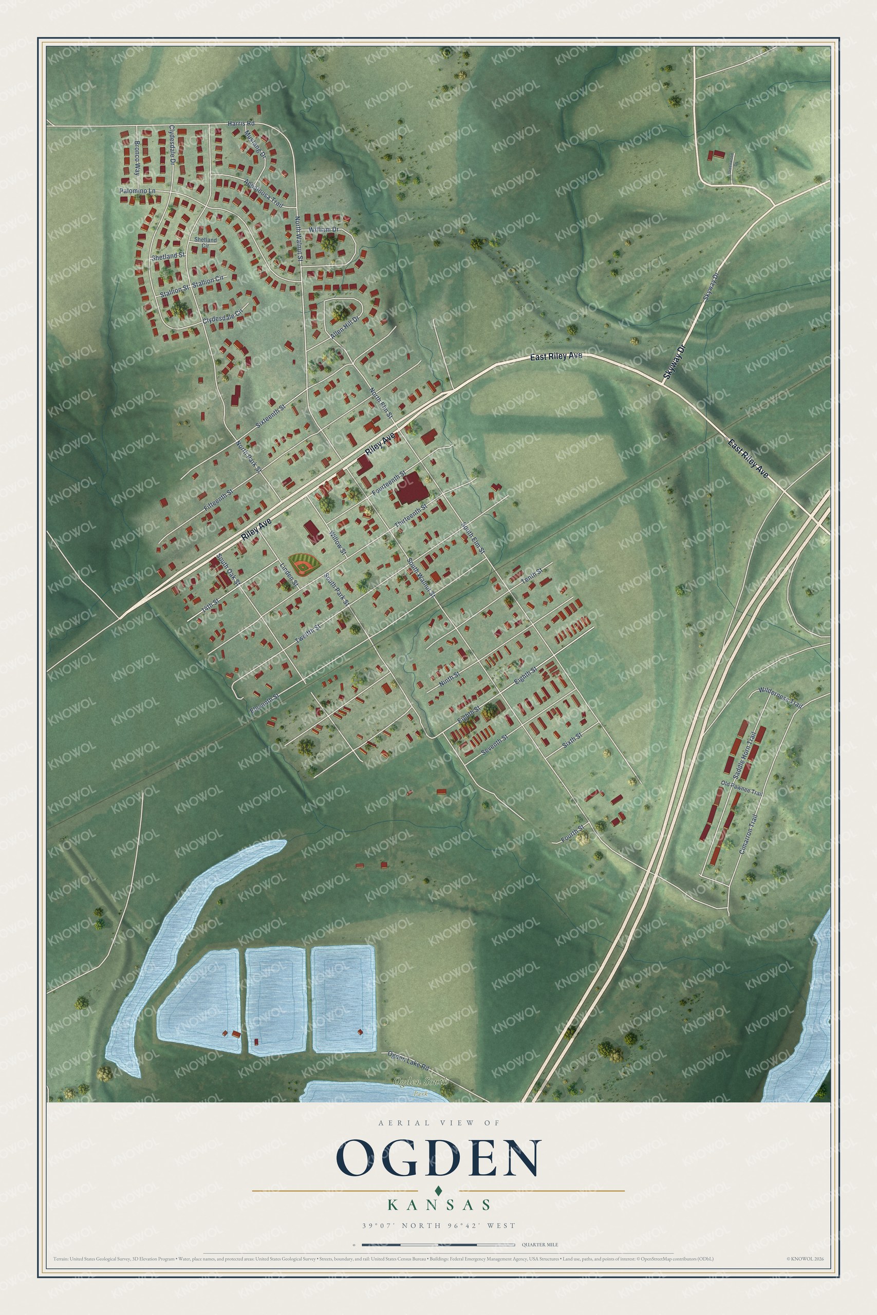 Watermarked full-map preview of Ogden, Kansas