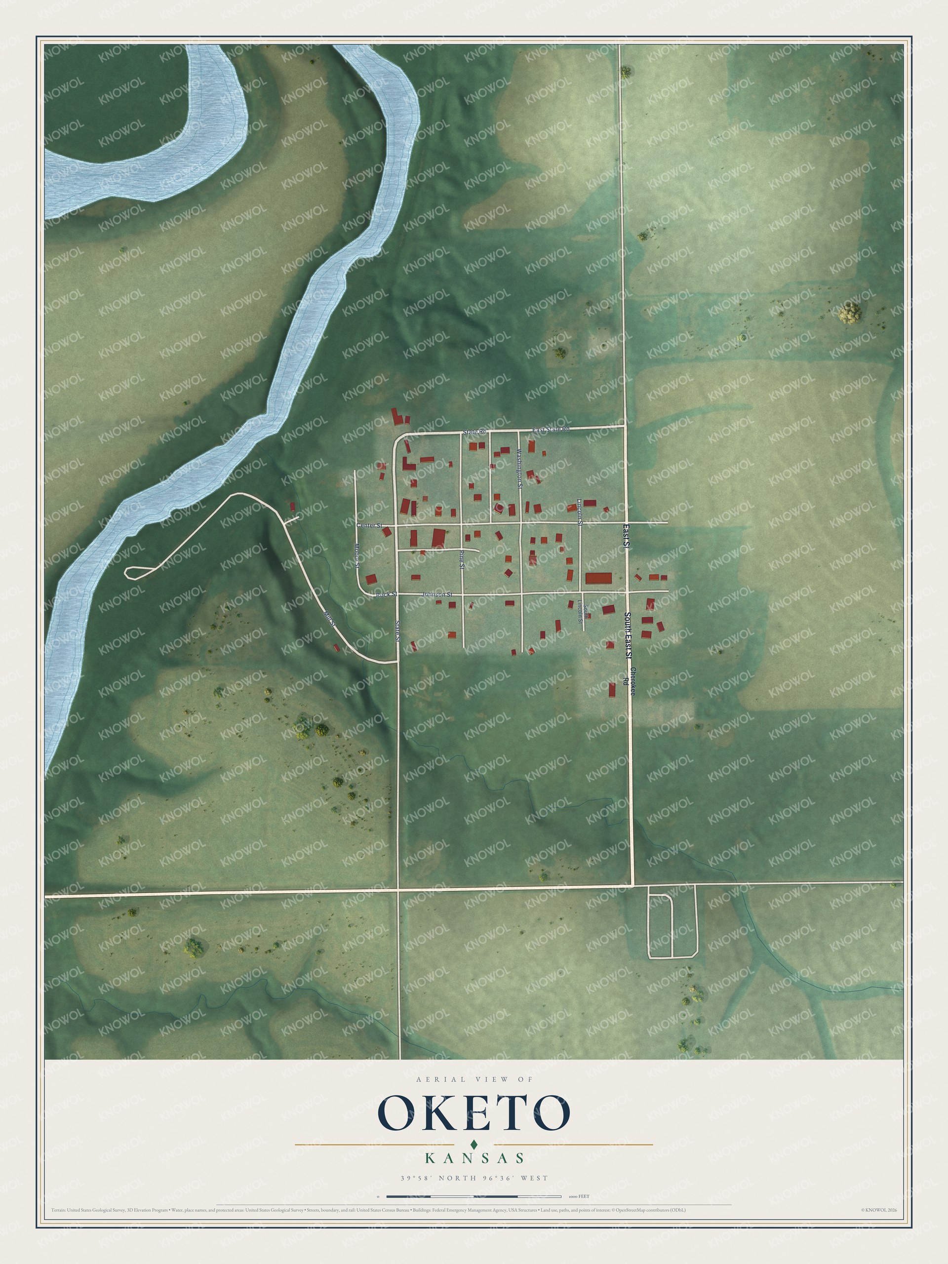 Watermarked full-map preview of Oketo, Kansas