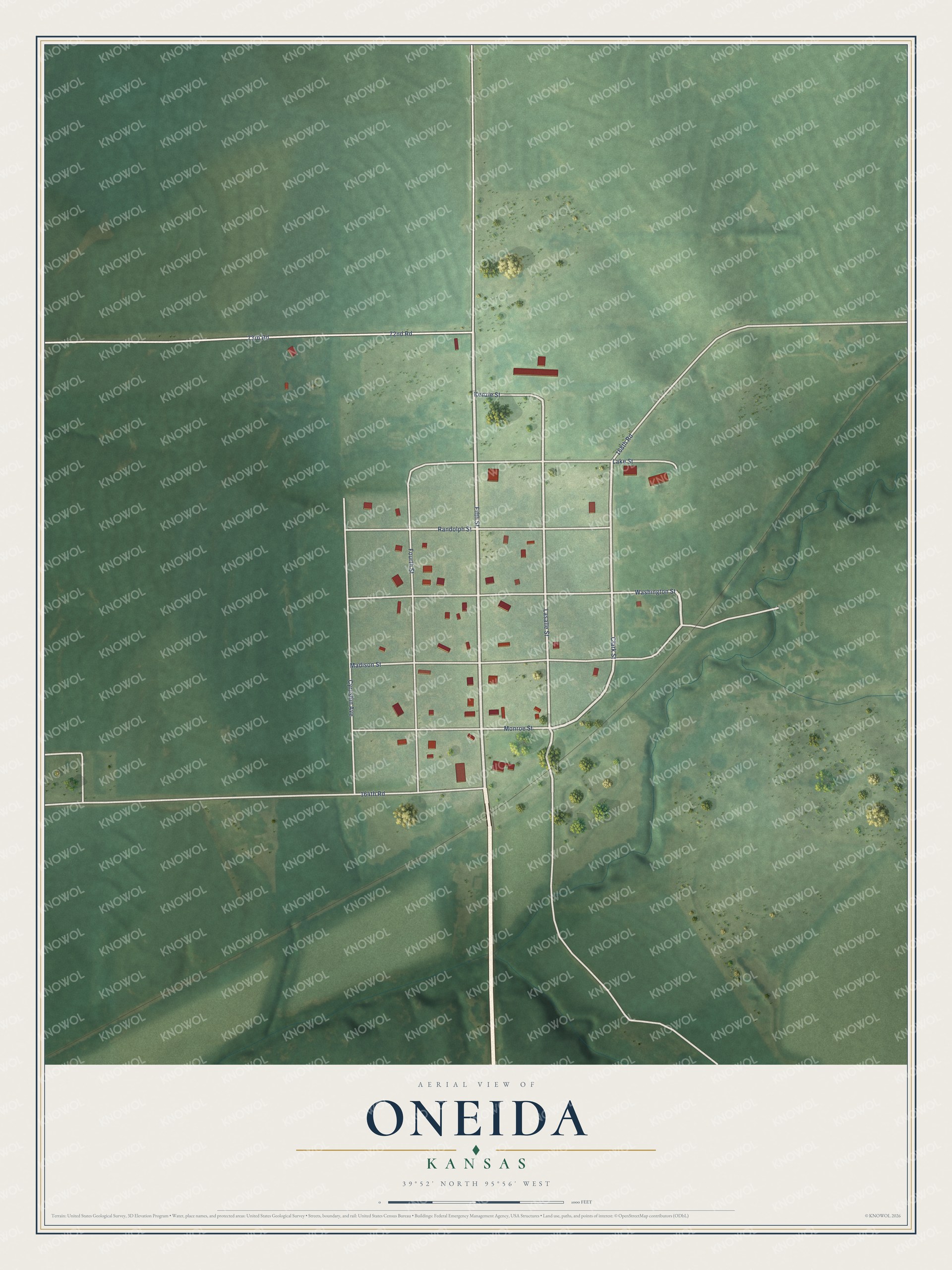 Watermarked full-map preview of Oneida, Kansas