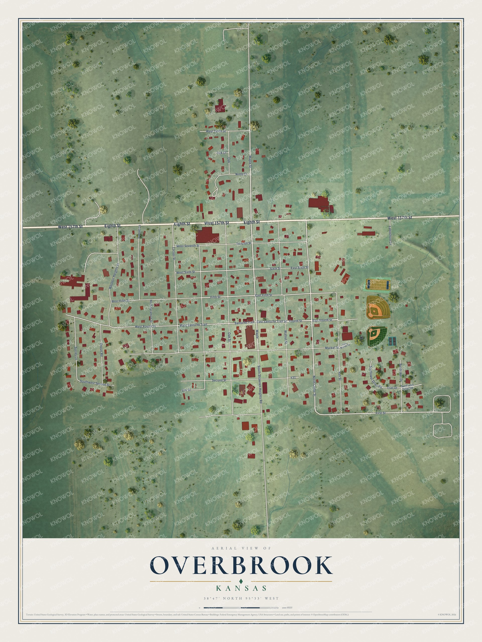 Watermarked full-map preview of Overbrook, Kansas