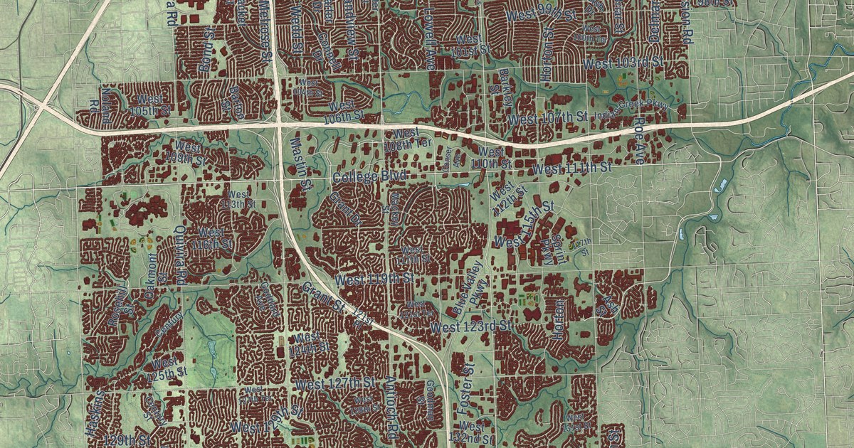 Map of Overland Park, Kansas in 2026