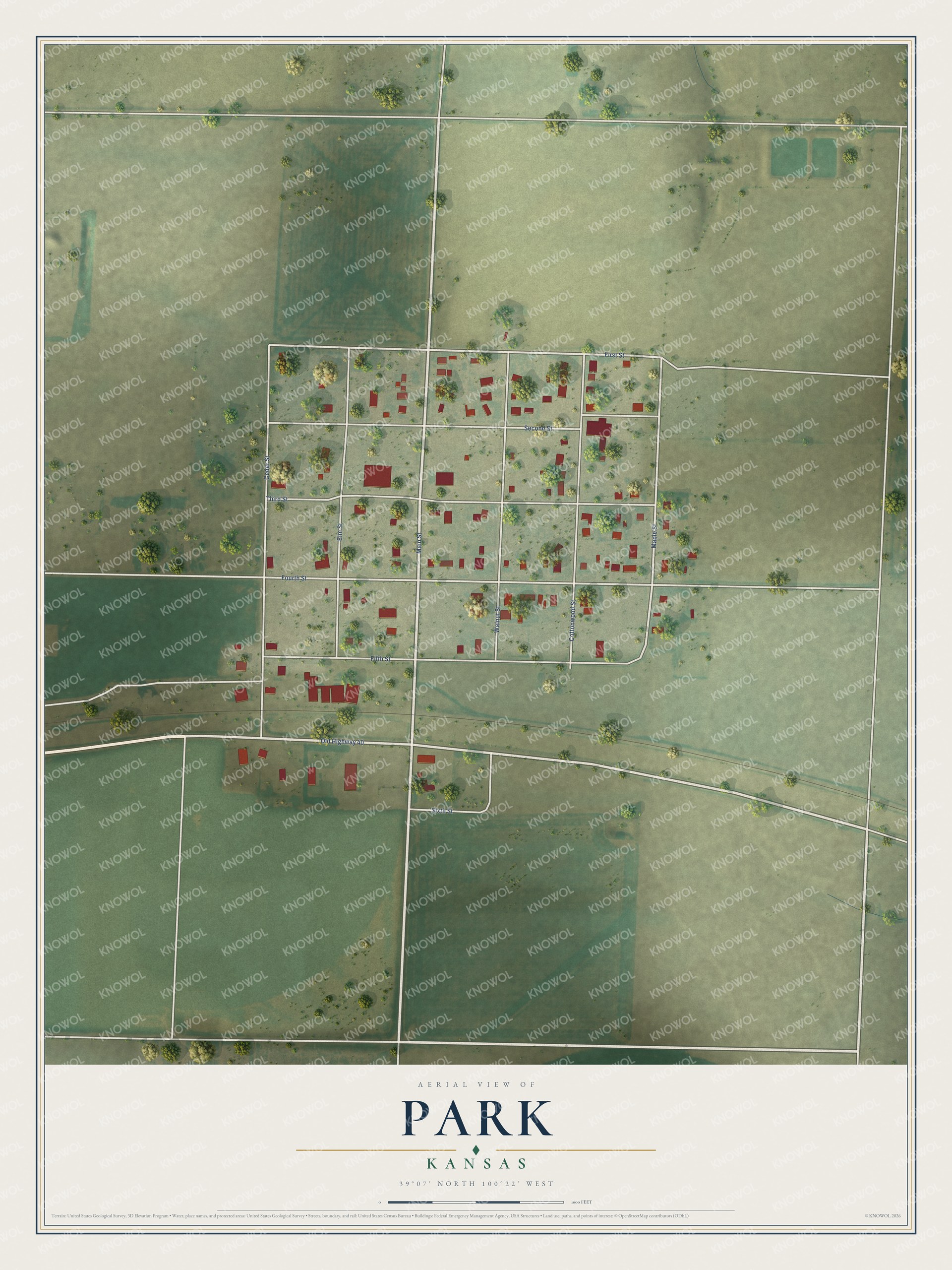 Watermarked full-map preview of Park, Kansas