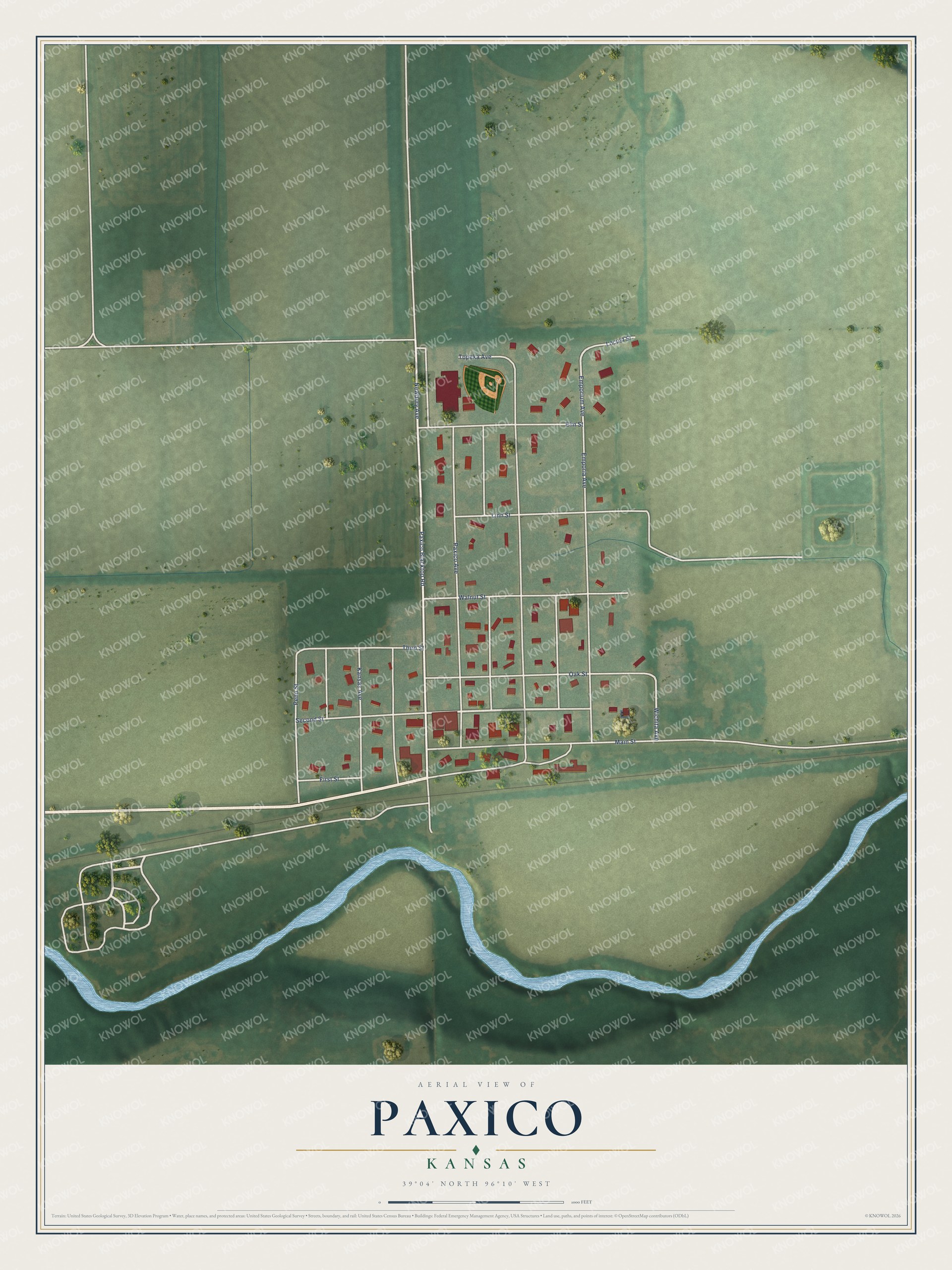 Watermarked full-map preview of Paxico, Kansas