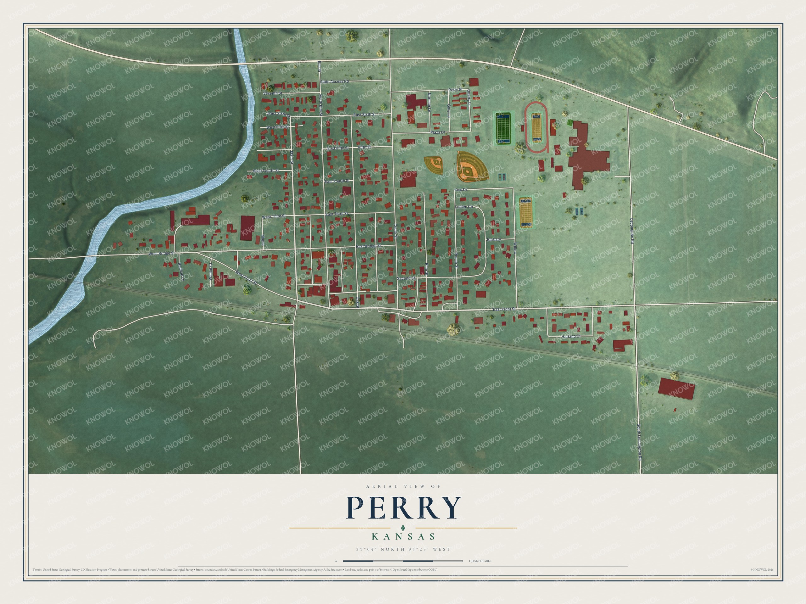 Watermarked full-map preview of Perry, Kansas