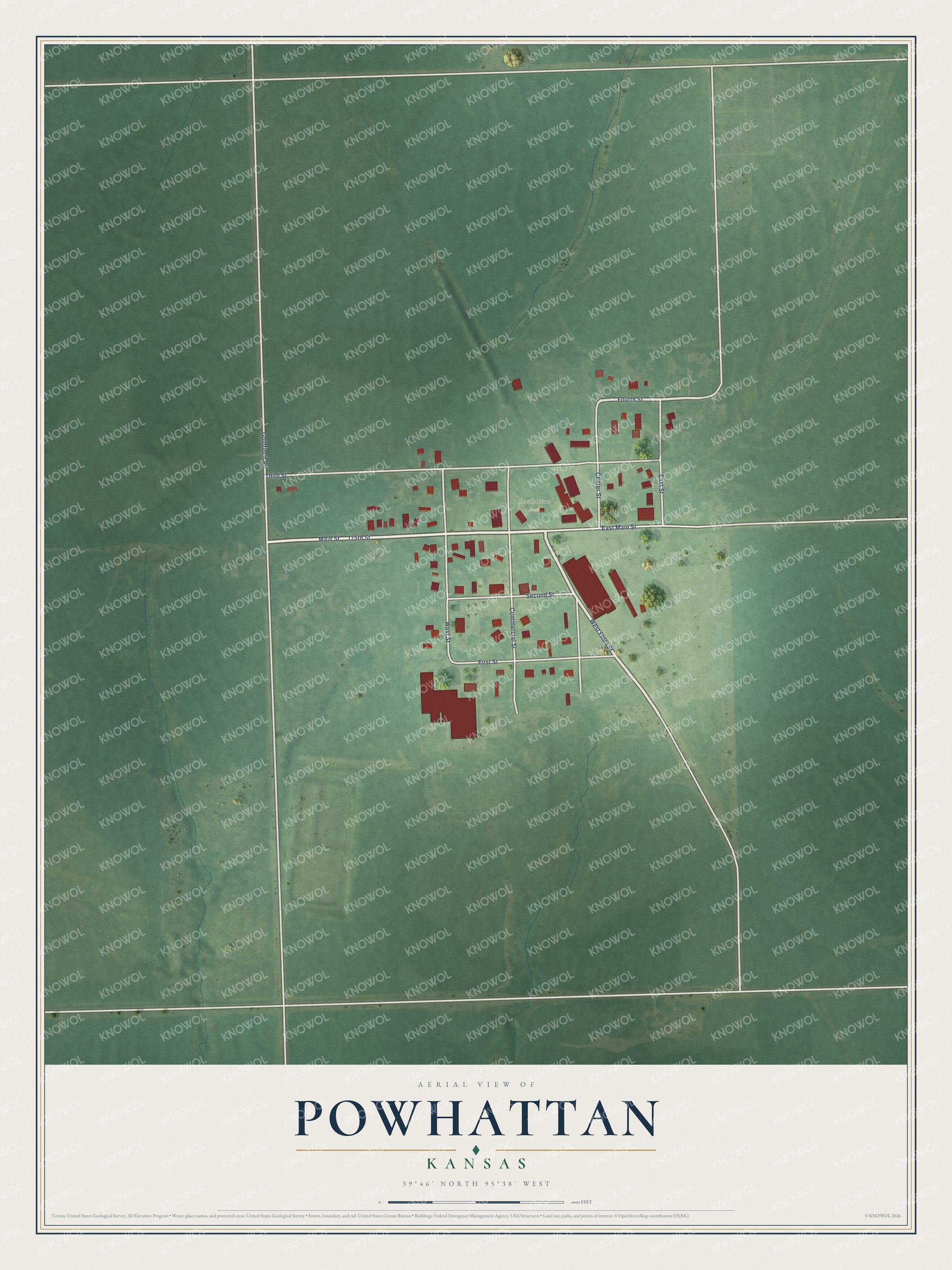 Watermarked full-map preview of Powhattan, Kansas