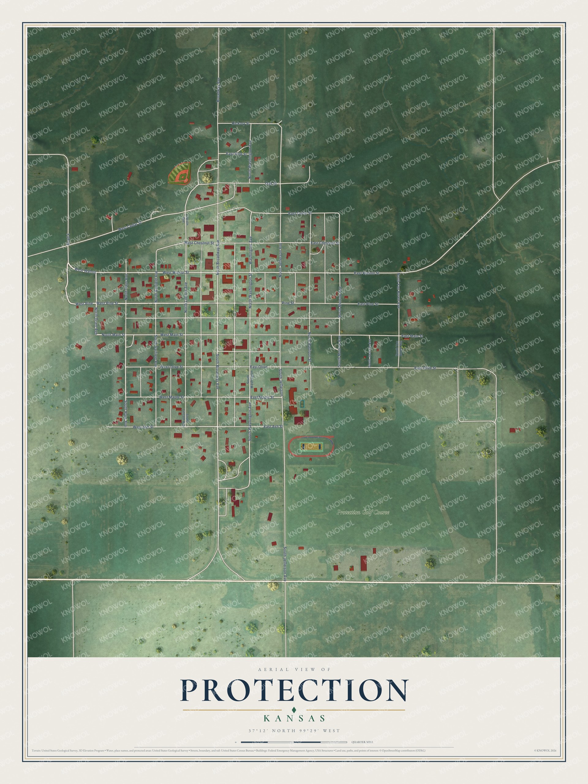 Watermarked full-map preview of Protection, Kansas