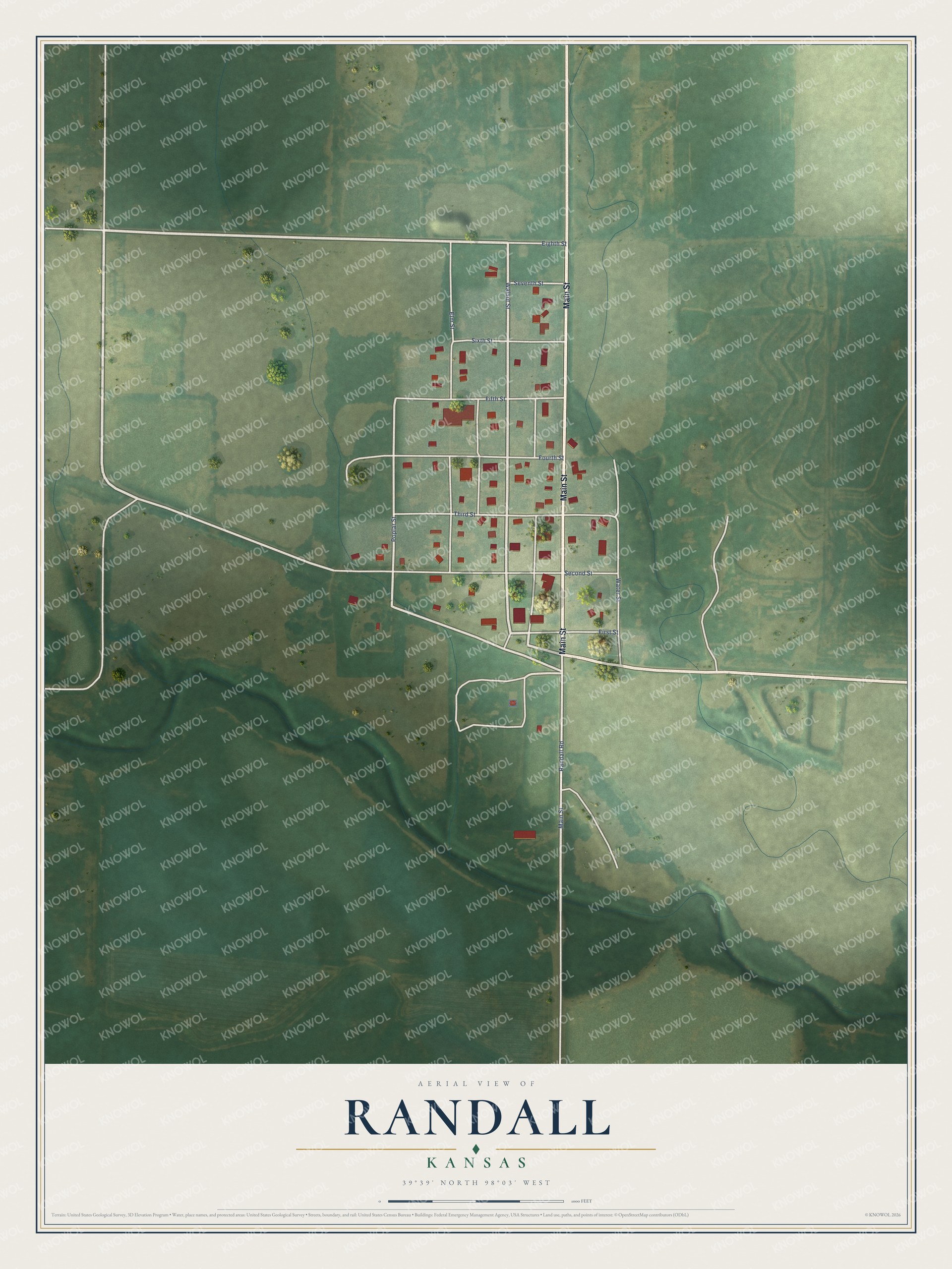 Watermarked full-map preview of Randall, Kansas