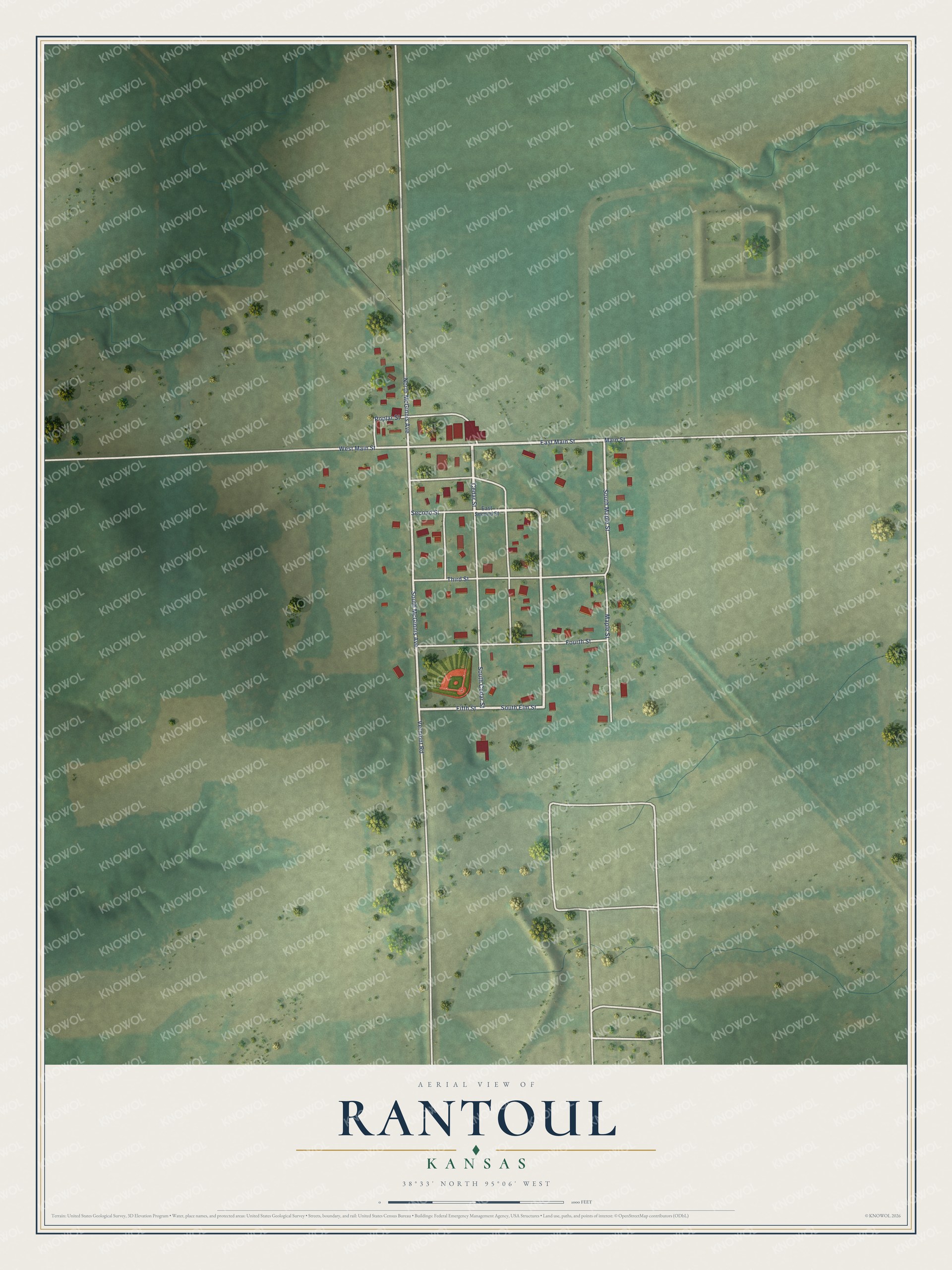 Watermarked full-map preview of Rantoul, Kansas