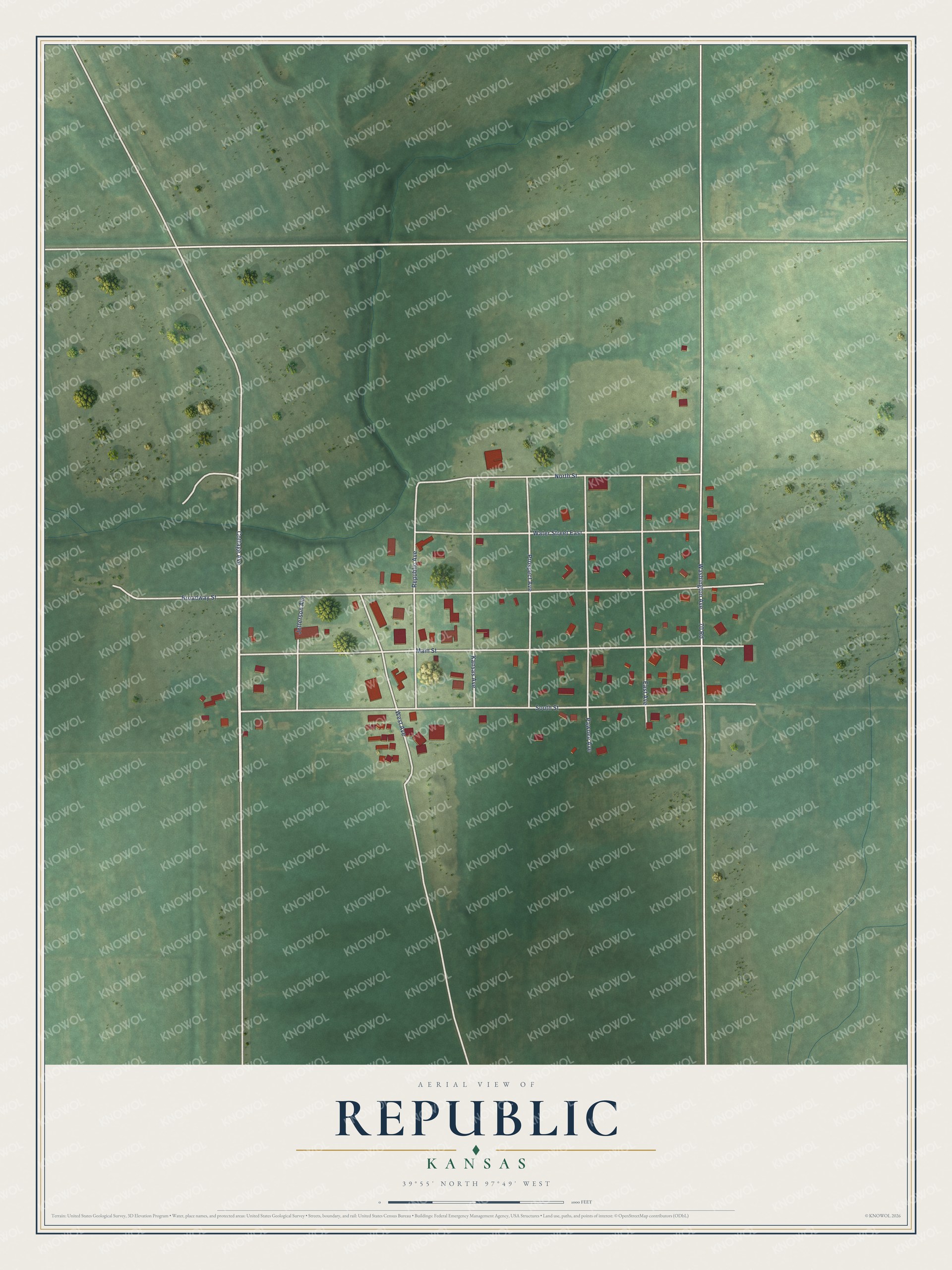 Watermarked full-map preview of Republic, Kansas