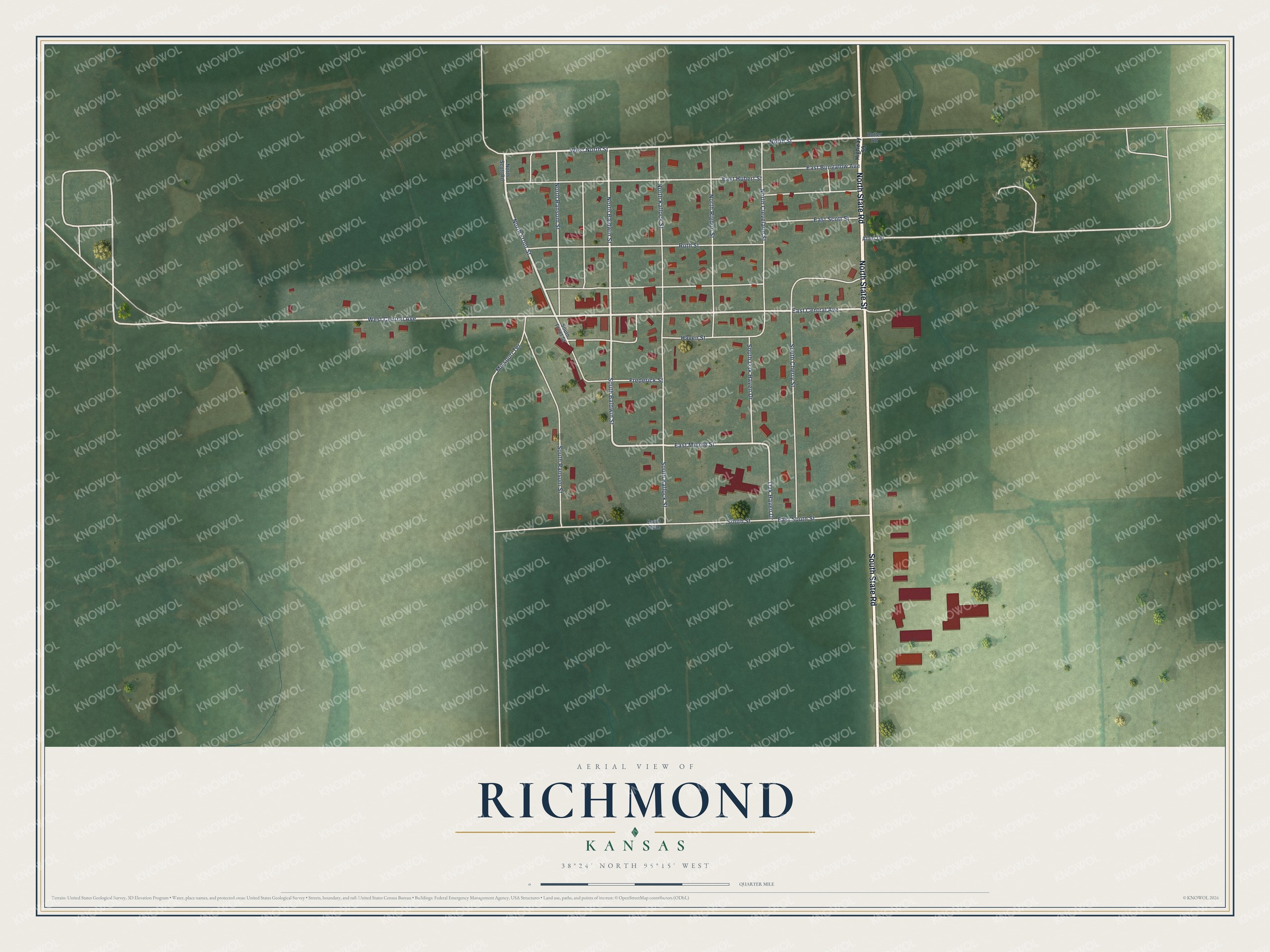 Watermarked full-map preview of Richmond, Kansas