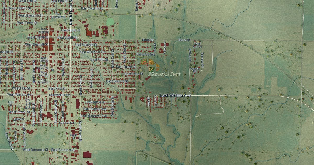 Map of Russell, Kansas in 2026