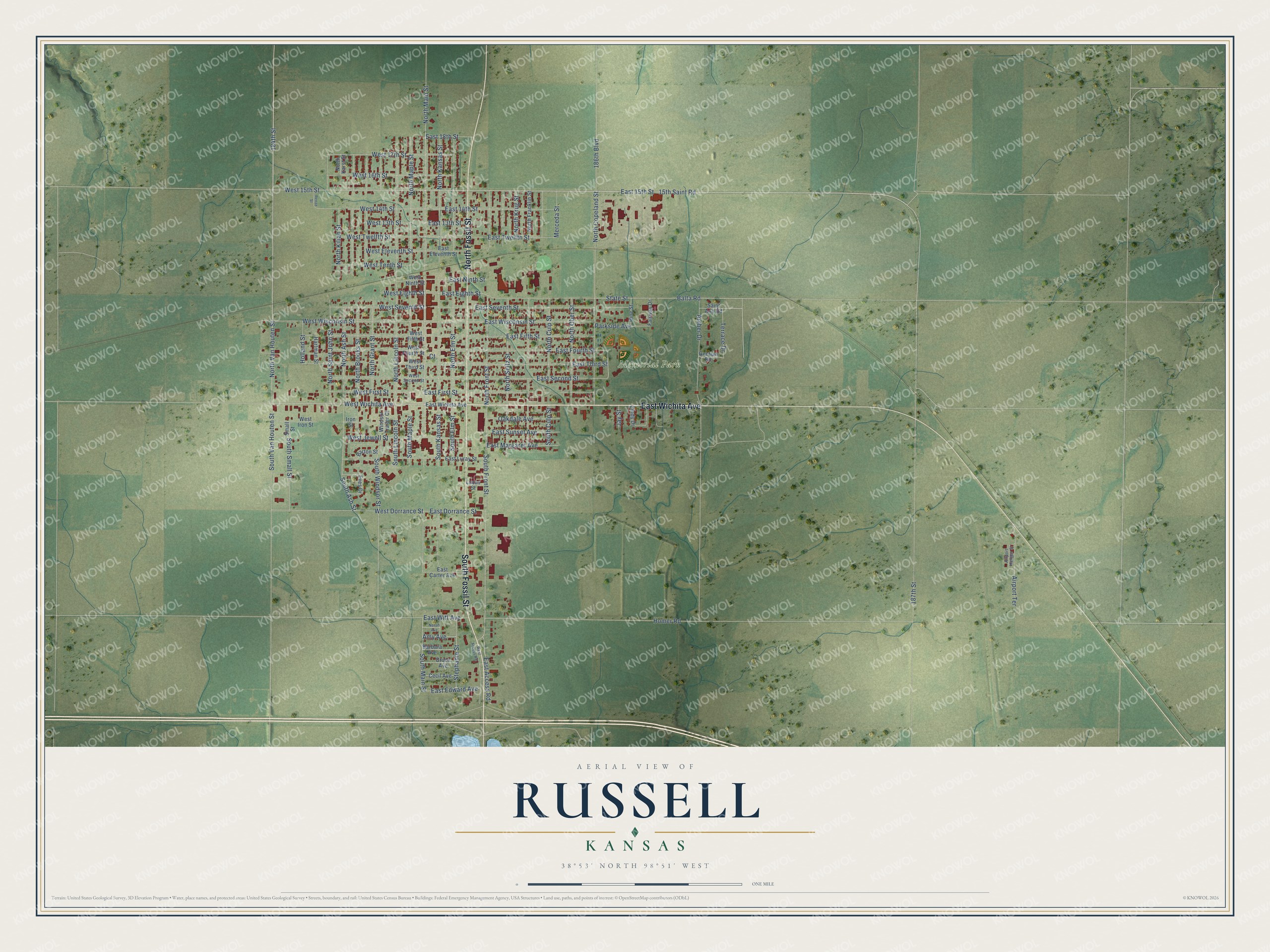 Watermarked full-map preview of Russell, Kansas