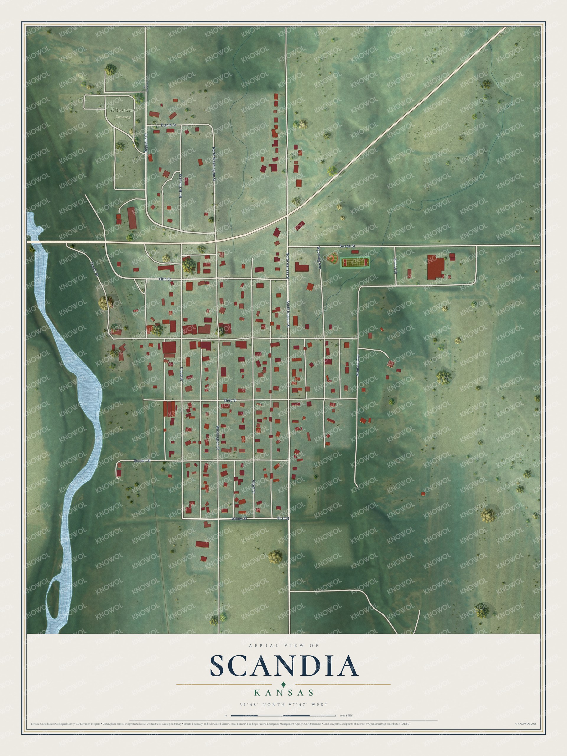 Watermarked full-map preview of Scandia, Kansas