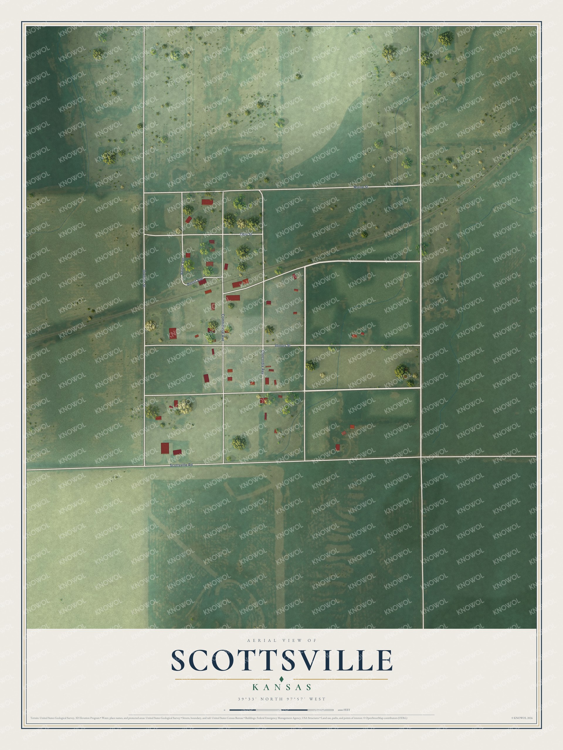 Watermarked full-map preview of Scottsville, Kansas