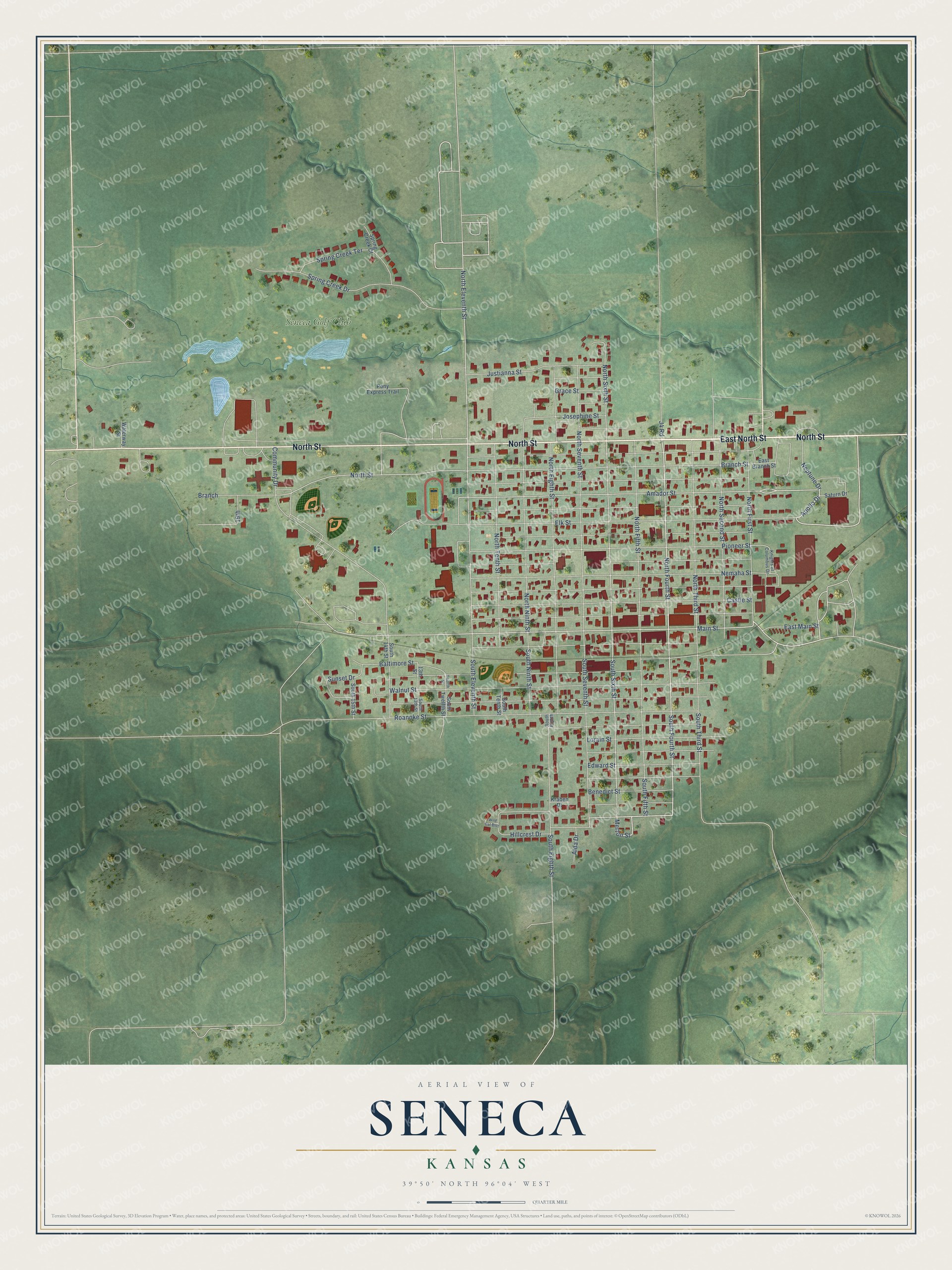 Watermarked full-map preview of Seneca, Kansas