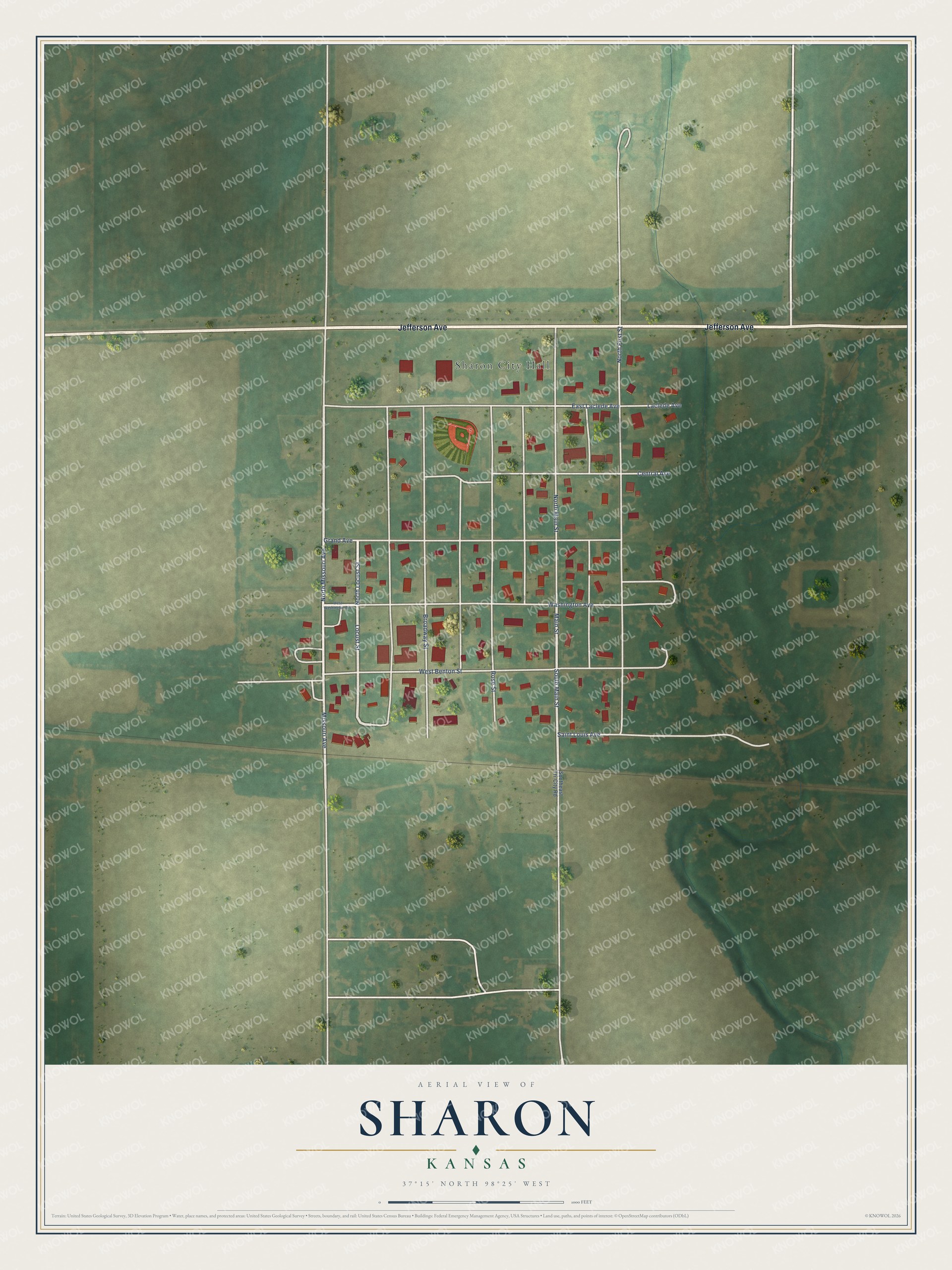 Watermarked full-map preview of Sharon, Kansas