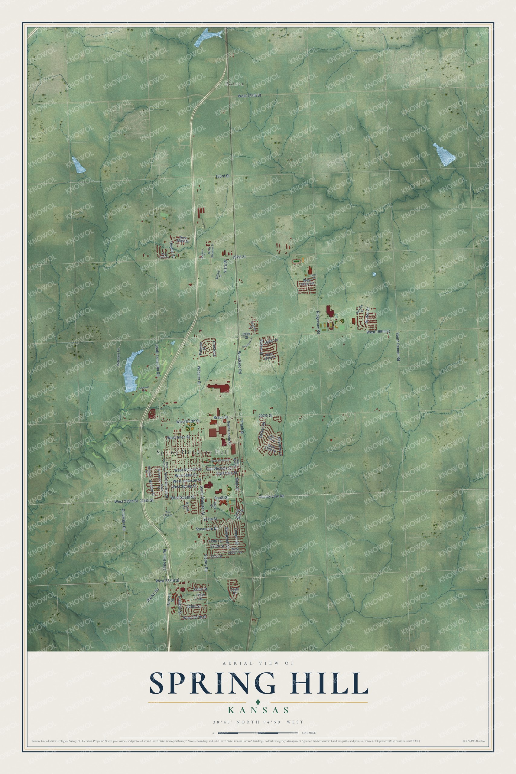 Watermarked full-map preview of Spring Hill, Kansas
