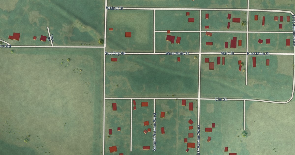 Map of Sun City, Kansas in 2026