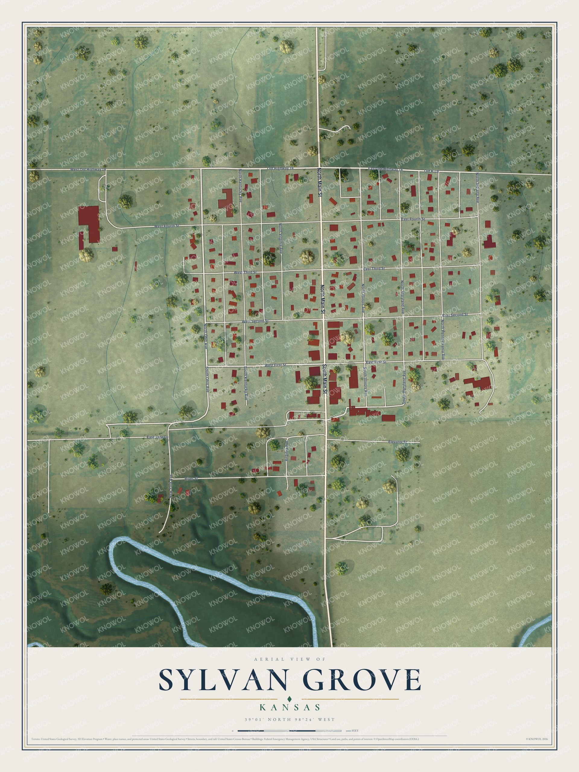 Watermarked full-map preview of Sylvan Grove, Kansas